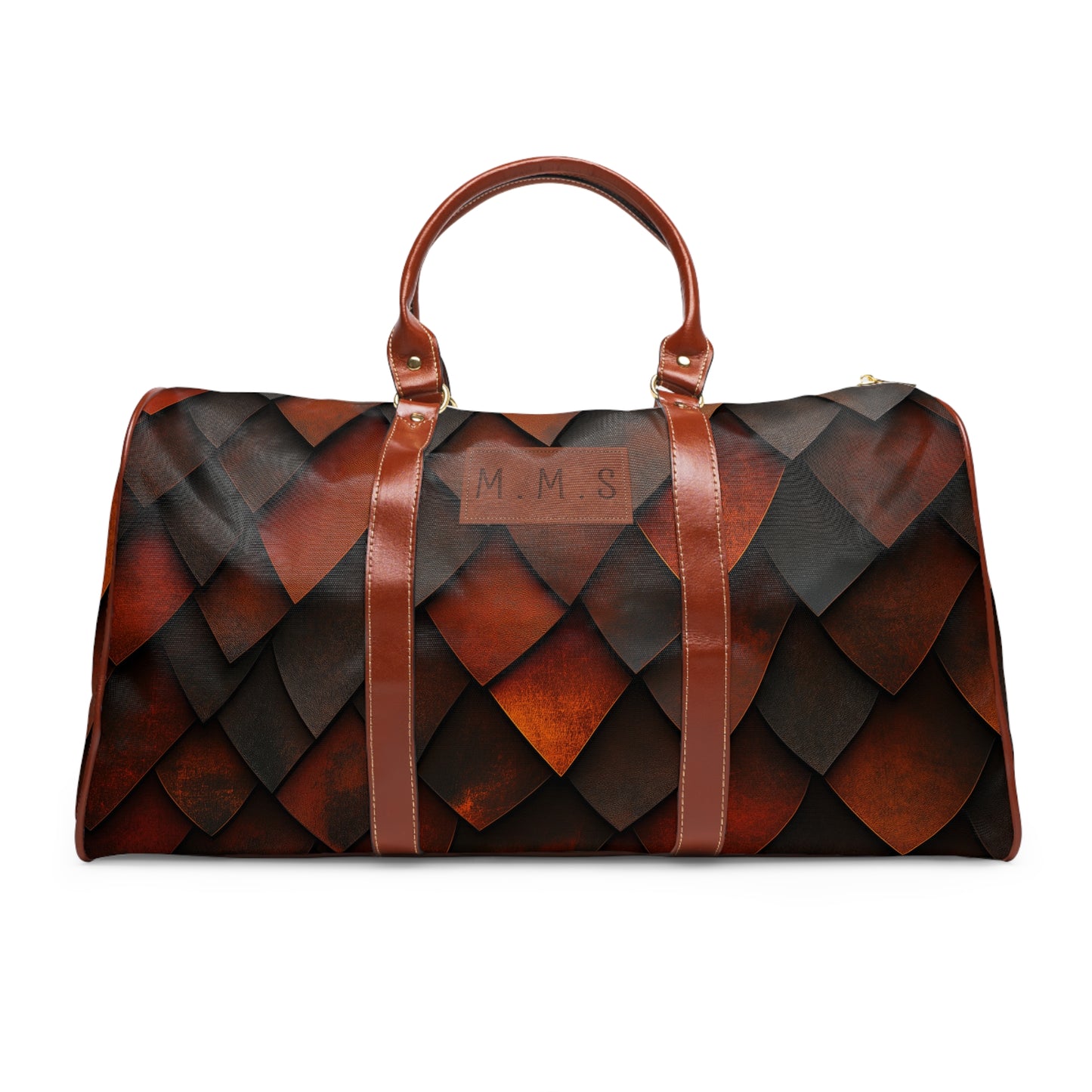 A Custom Plaid Waterproof Travel Bag - Dragon Scale Design.