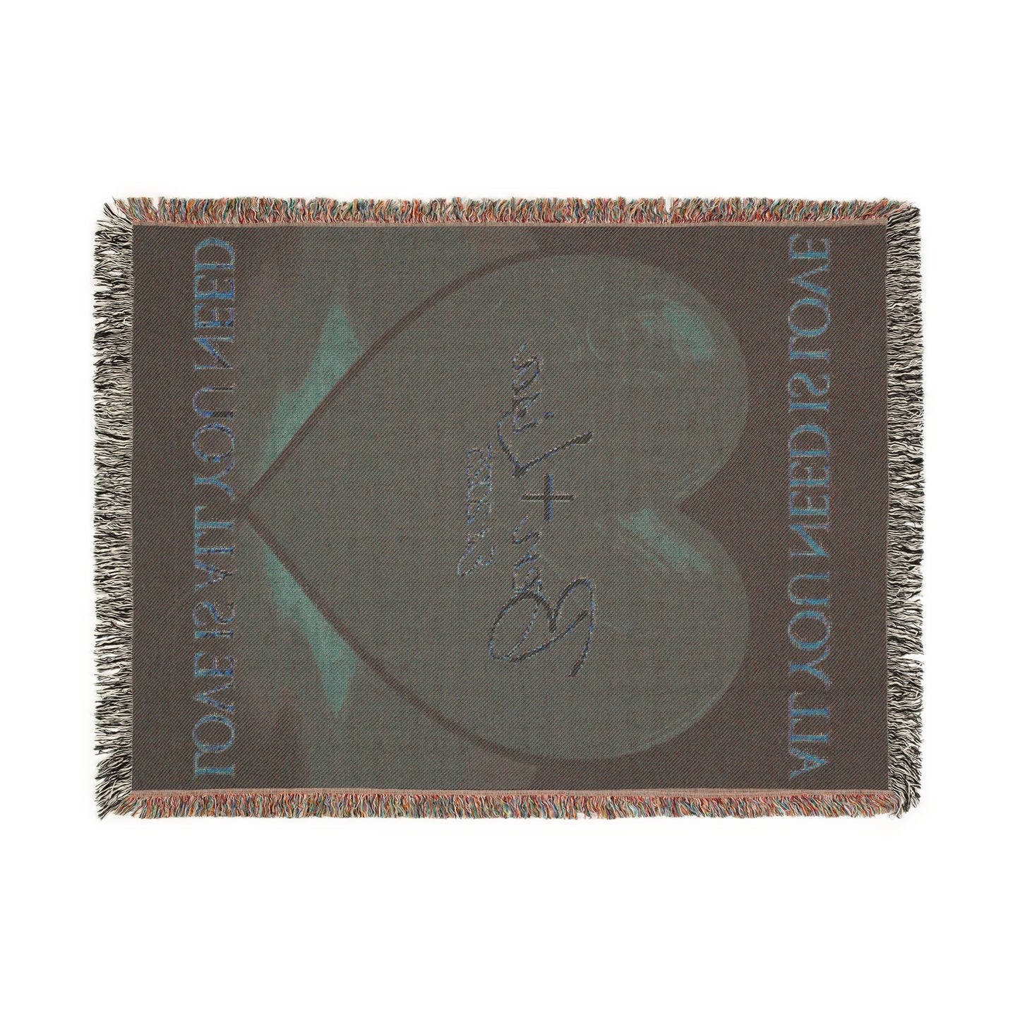 Personalized Valentines Woven Blanket, with the text All you need is love, Love is all you need. Love Blanket, Custom Valentines Gift.