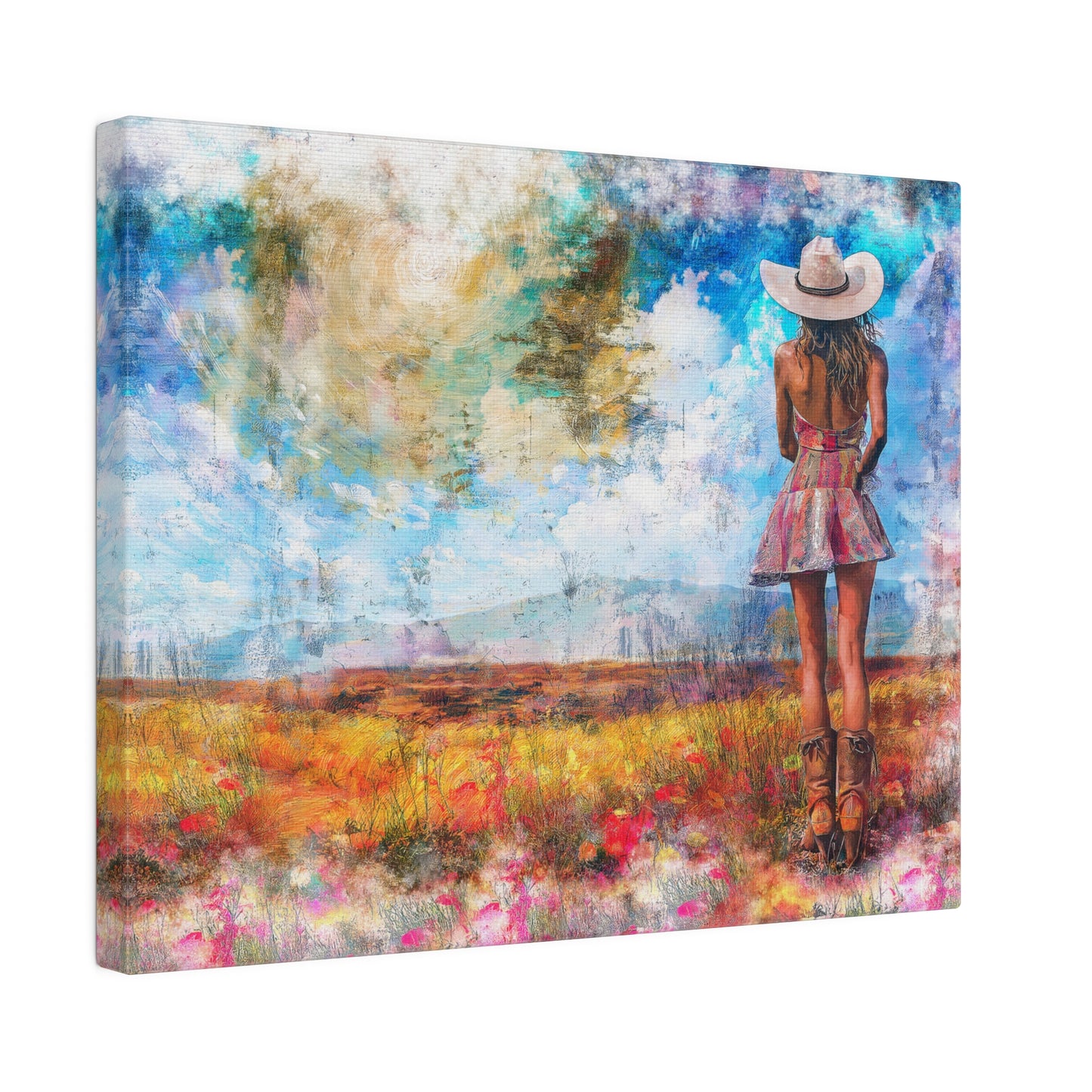A Horizontal Canvas Art Print of - A Country Girl out in Nature.