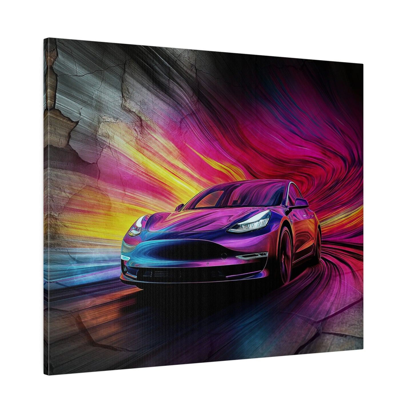 A Horizontal Canvas Print of - A Modern Car Speeding Through a Tunnel.
