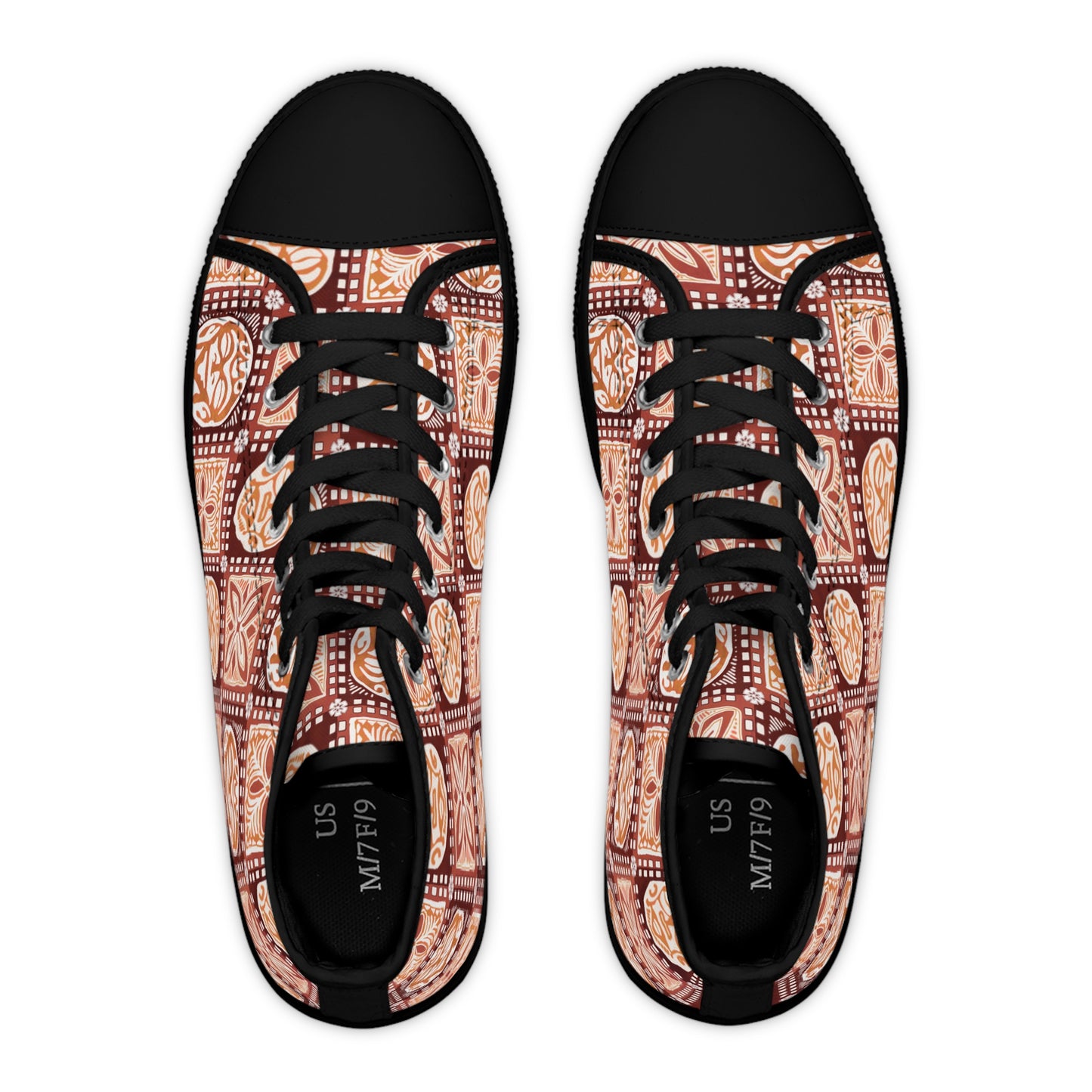 Stylish Women's Polynesian Design High-Top Sneakers.