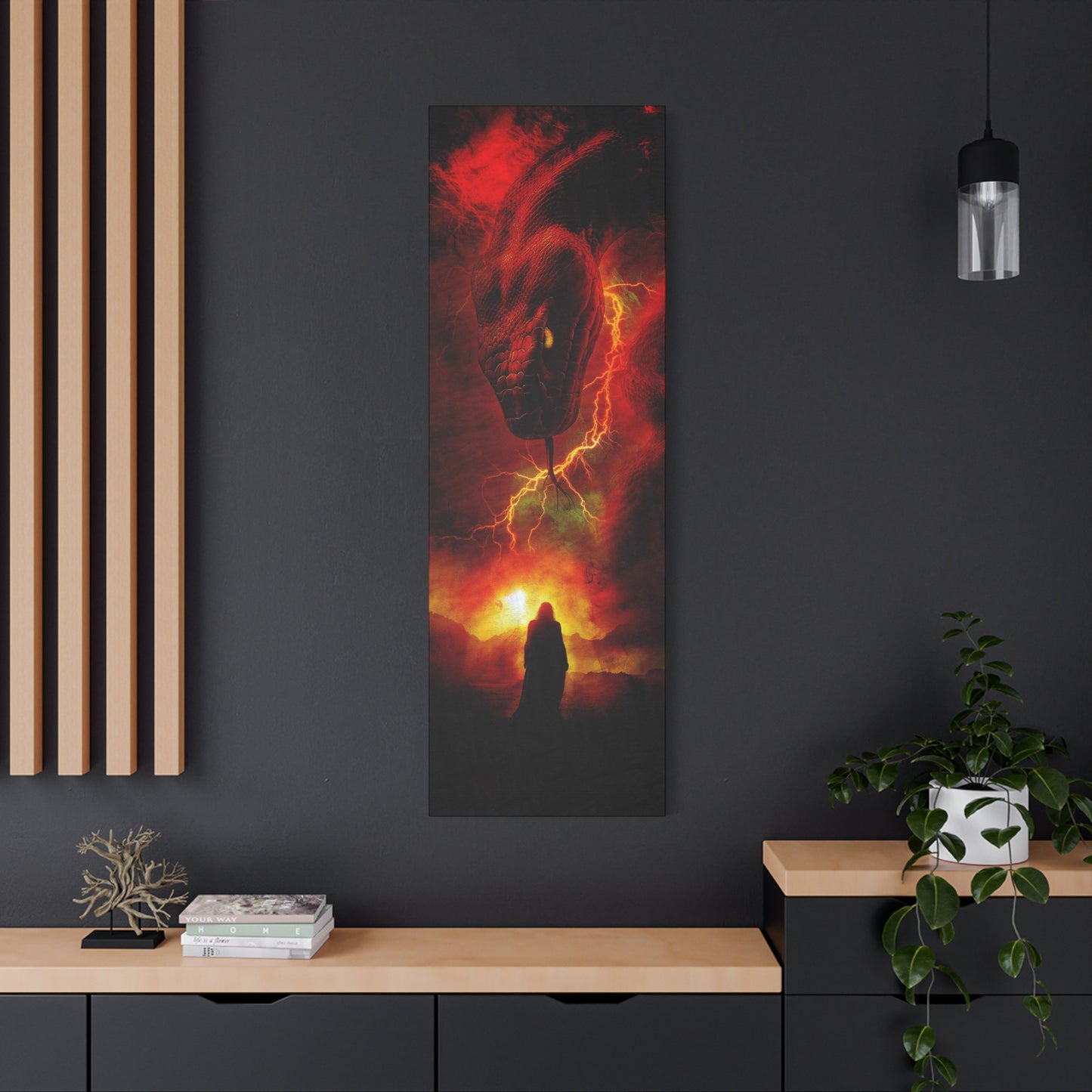 A Vertical Canvas Print, Jesus Tempted by Devil in Wilderness, Religious Home Decor, Matte Wall Art, Stretched Picture, Christian Gift.