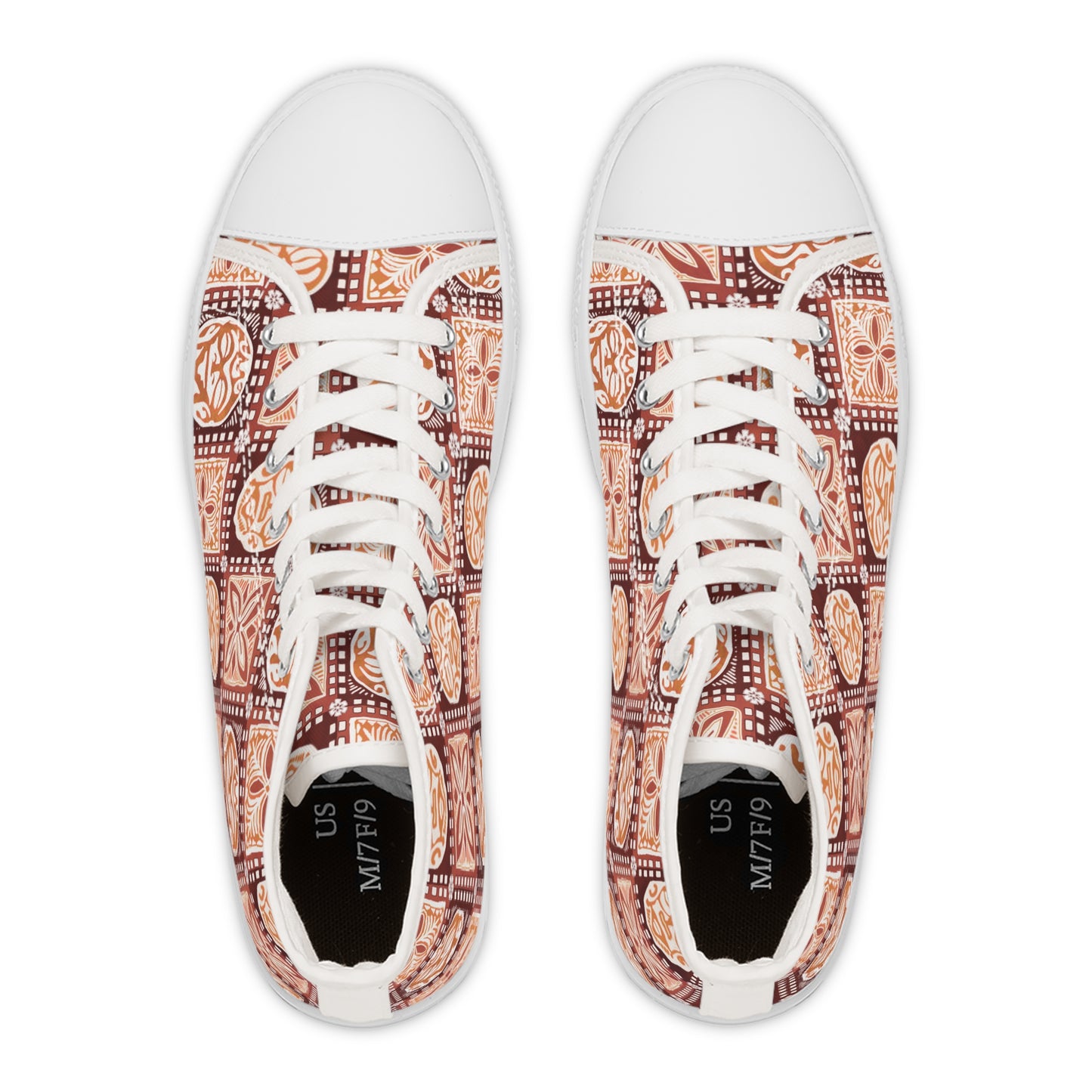 Stylish Women's Polynesian Design High-Top Sneakers.