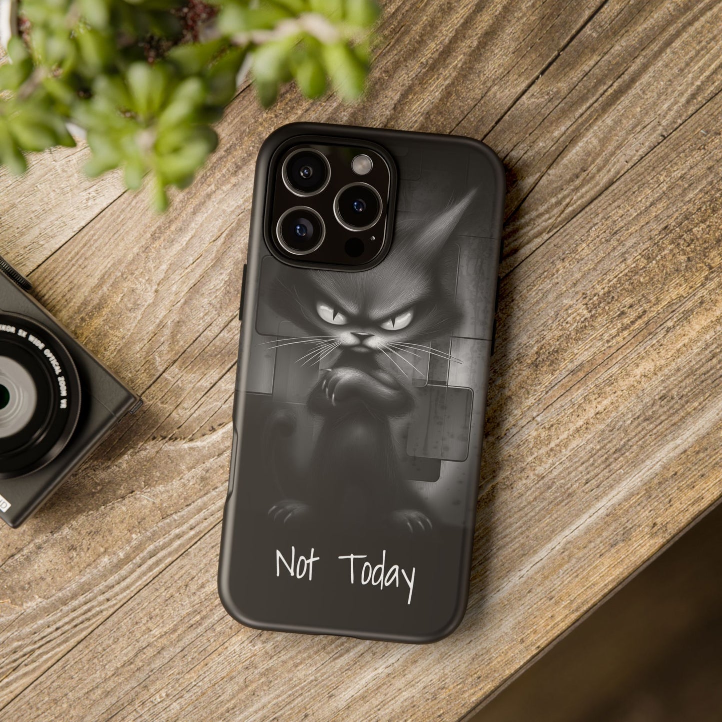 Funny Cat "Not Today" Tough Phone Case - Cute Animal Lover Gift, Pet Owner Accessories, Humorous Kitty Cover, Protective Smartphone Case,