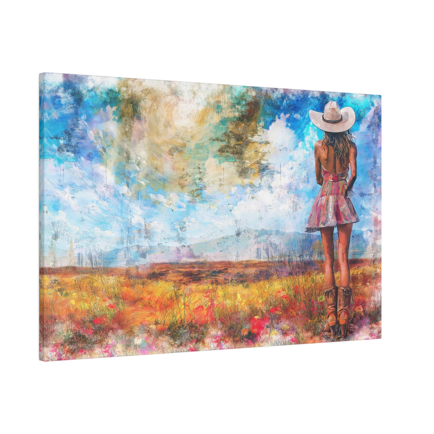 A Horizontal Canvas Art Print of - A Country Girl out in Nature.