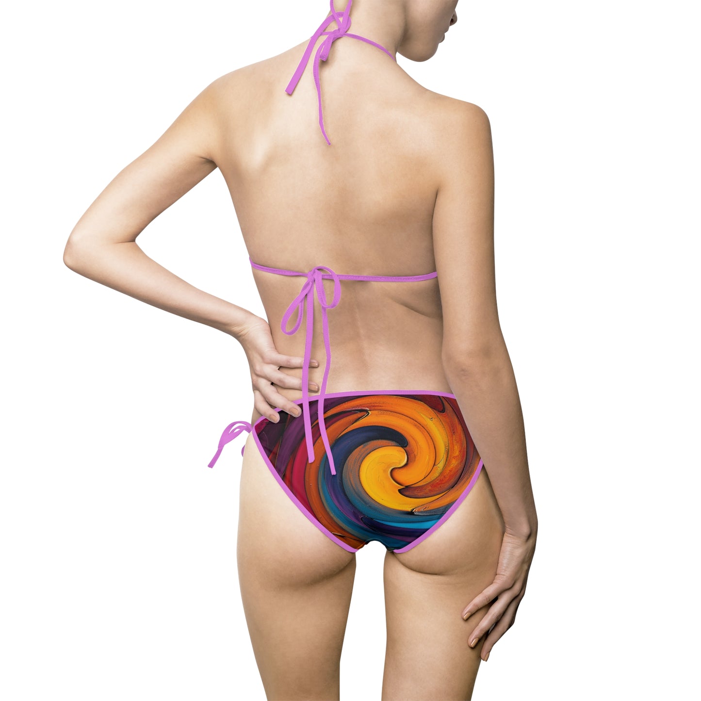 A Women's Bikini Swimsuit - Colorful Waves Design.