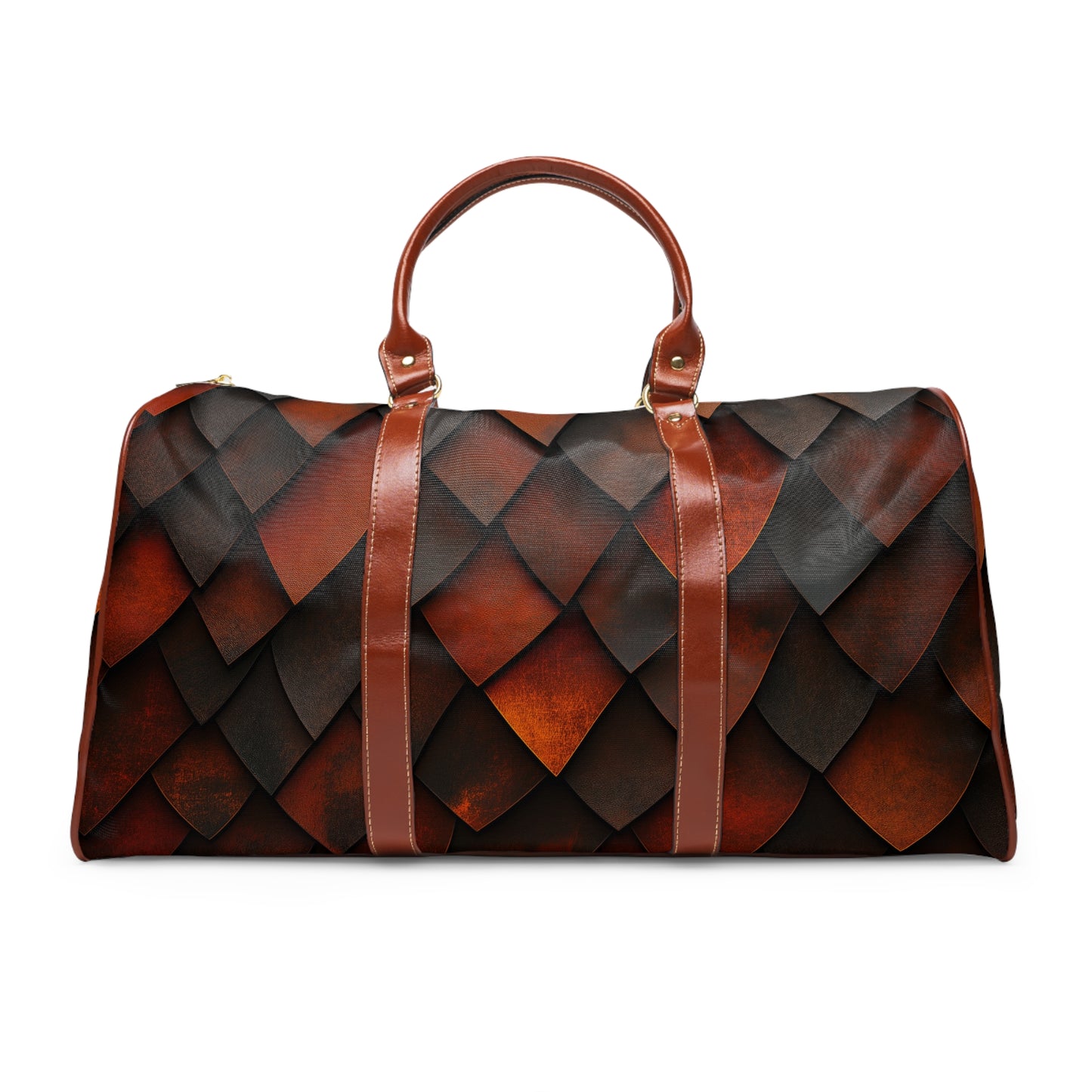 A Custom Plaid Waterproof Travel Bag - Dragon Scale Design.