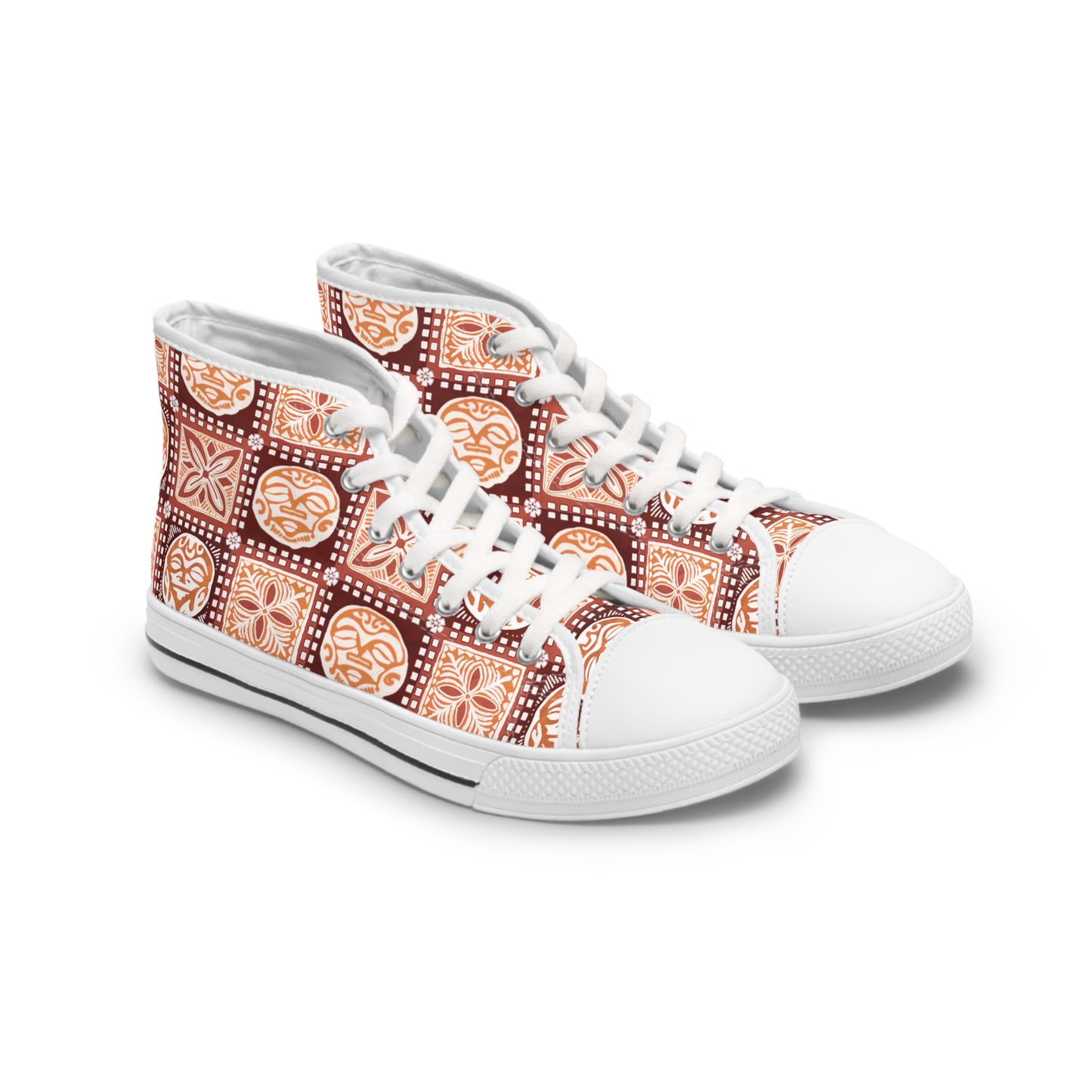 Stylish Women's Polynesian Design High-Top Sneakers.