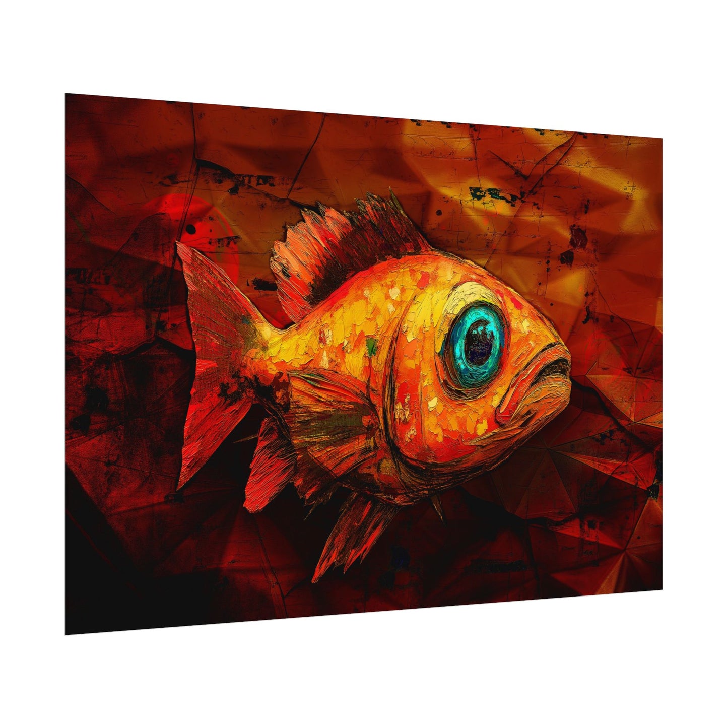 A Horizontal Poster Print of - An Abstract Fish Painting.