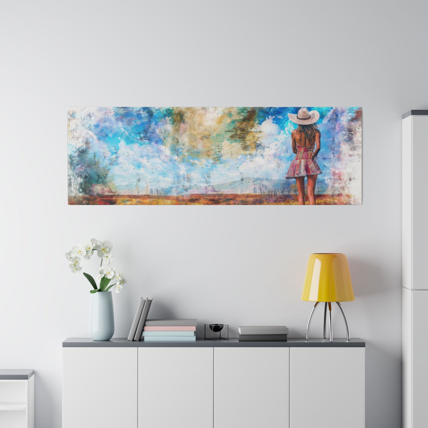 A Horizontal Canvas Art Print of - A Country Girl out in Nature.