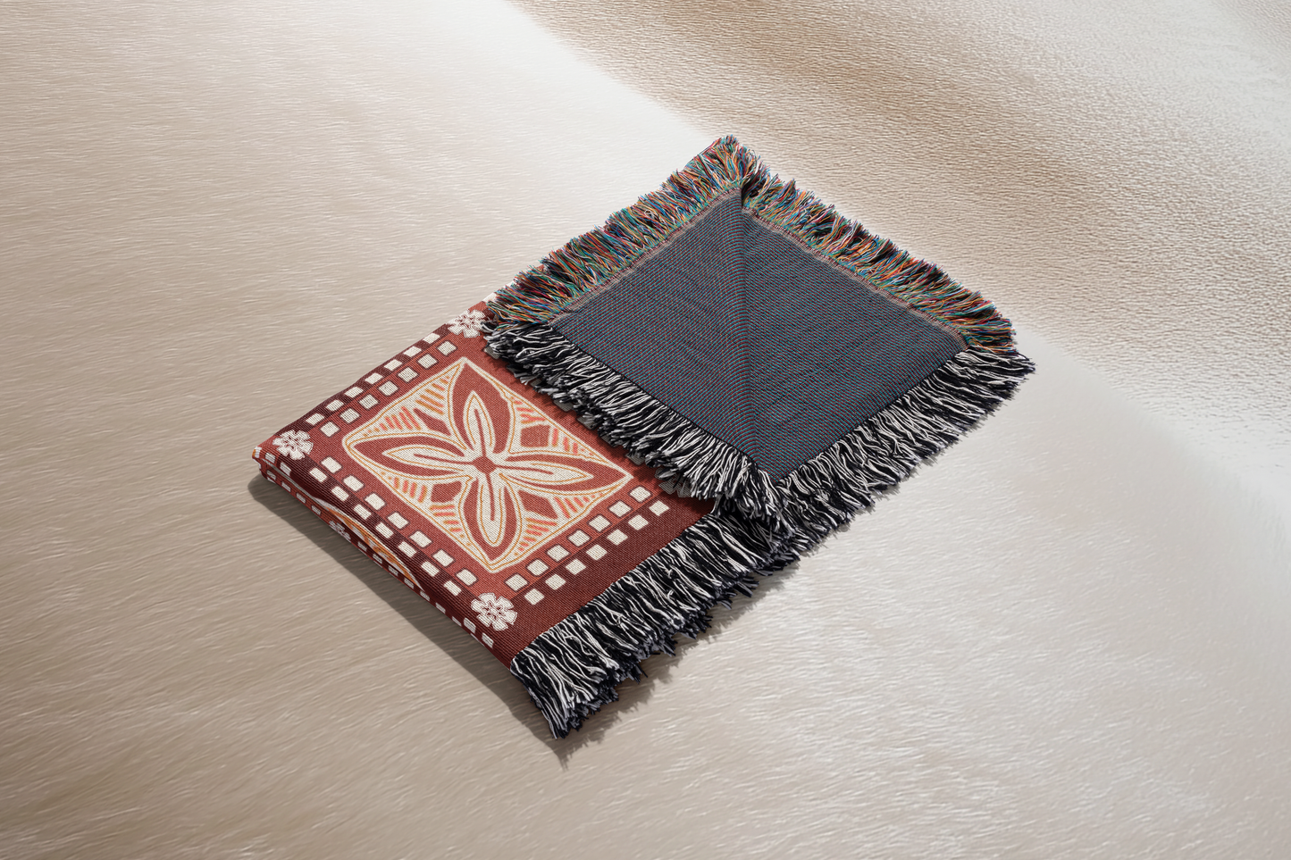Polynesian Woven Blanket - Tribal Print Home Decor, Cozy Couch Throw, Ethnic Inspired Bedspread, Unique Housewarming Gift, Decorative Lap