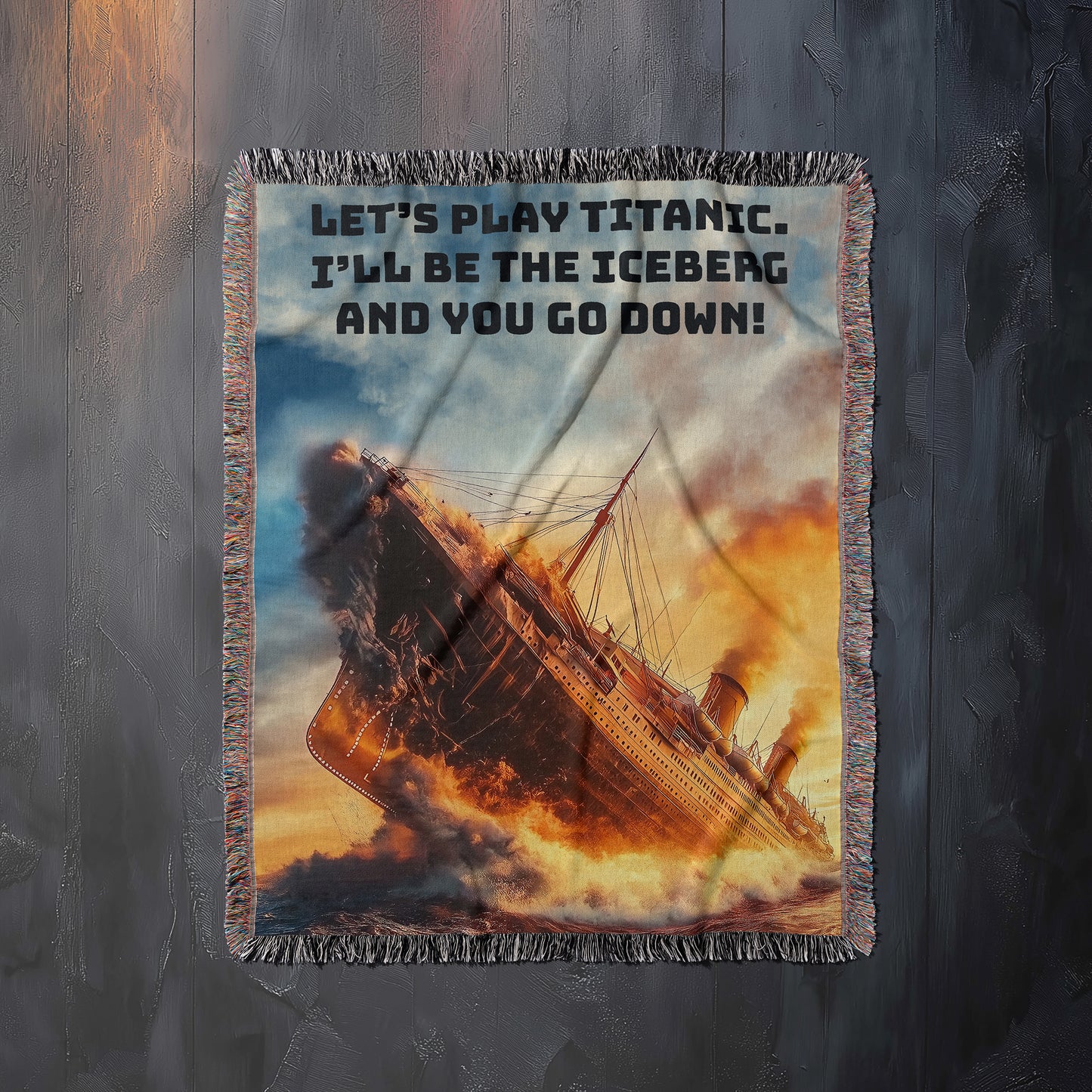 Woven Blanket, Dirty Joke Couples Blanket, Dark Humor Titanic Blanket, Adult Humor Quirky Throw, Unique Gift, Funny Movie Quote Home Decor,