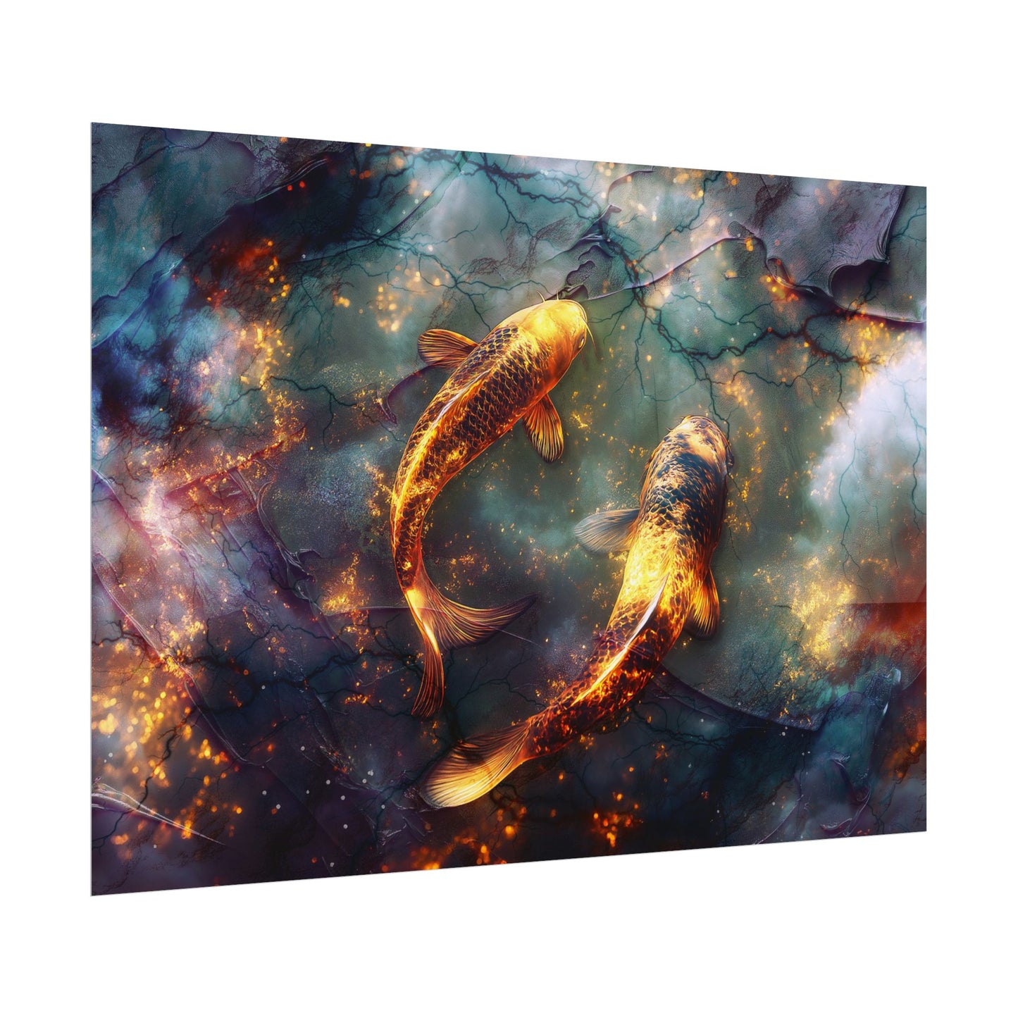 A Horizontal Poster Print of - Golden Koi