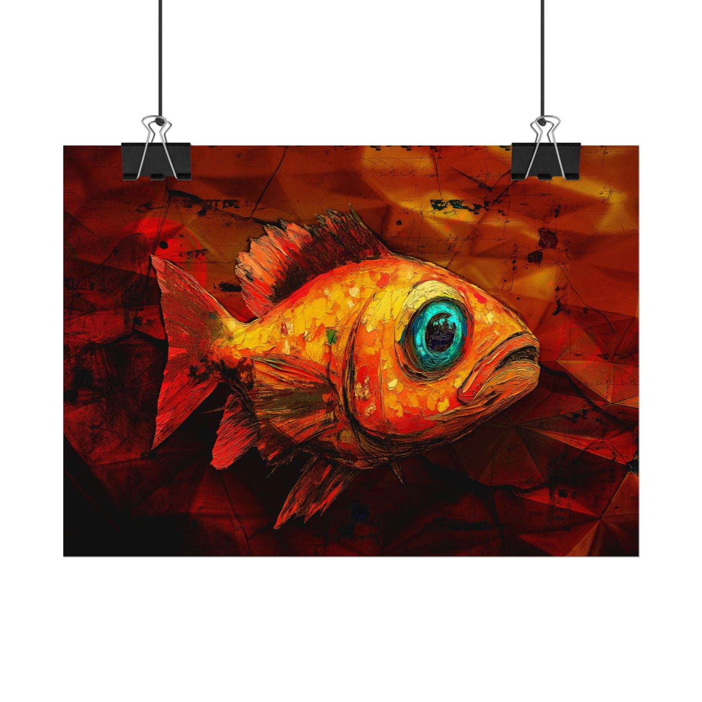 A Horizontal Poster Print of - An Abstract Fish Painting.