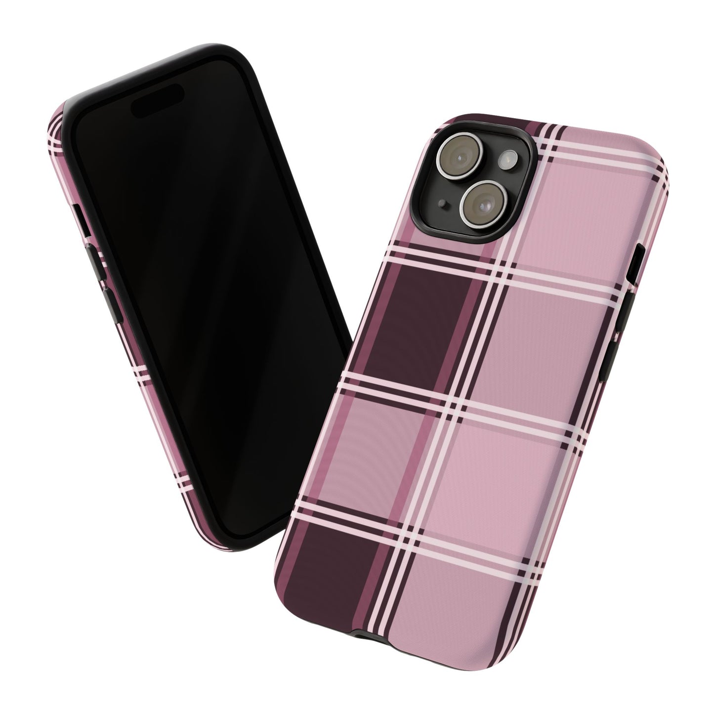 A Tough Phone Case of - A Pink Plaid Design.