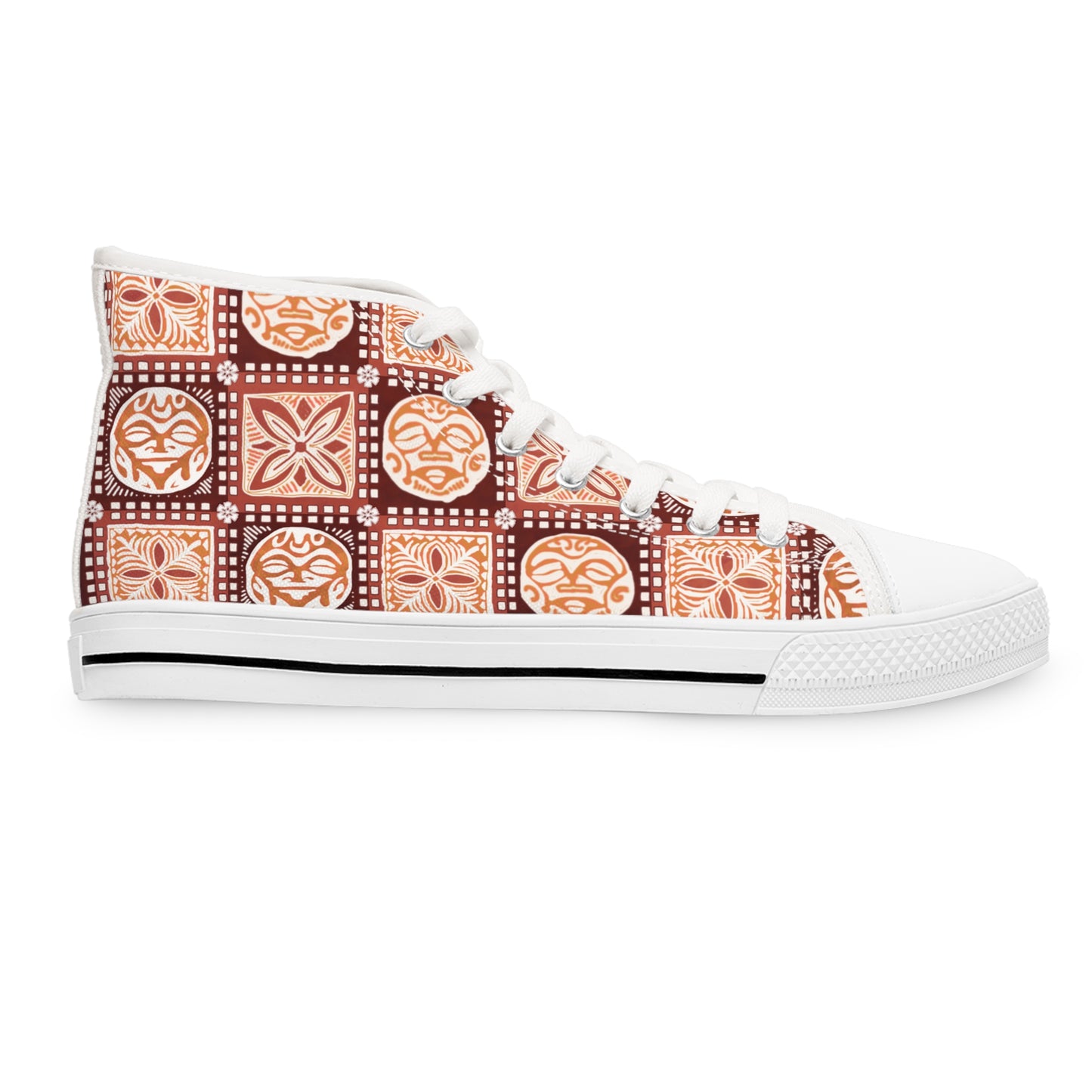 Stylish Women's Polynesian Design High-Top Sneakers.