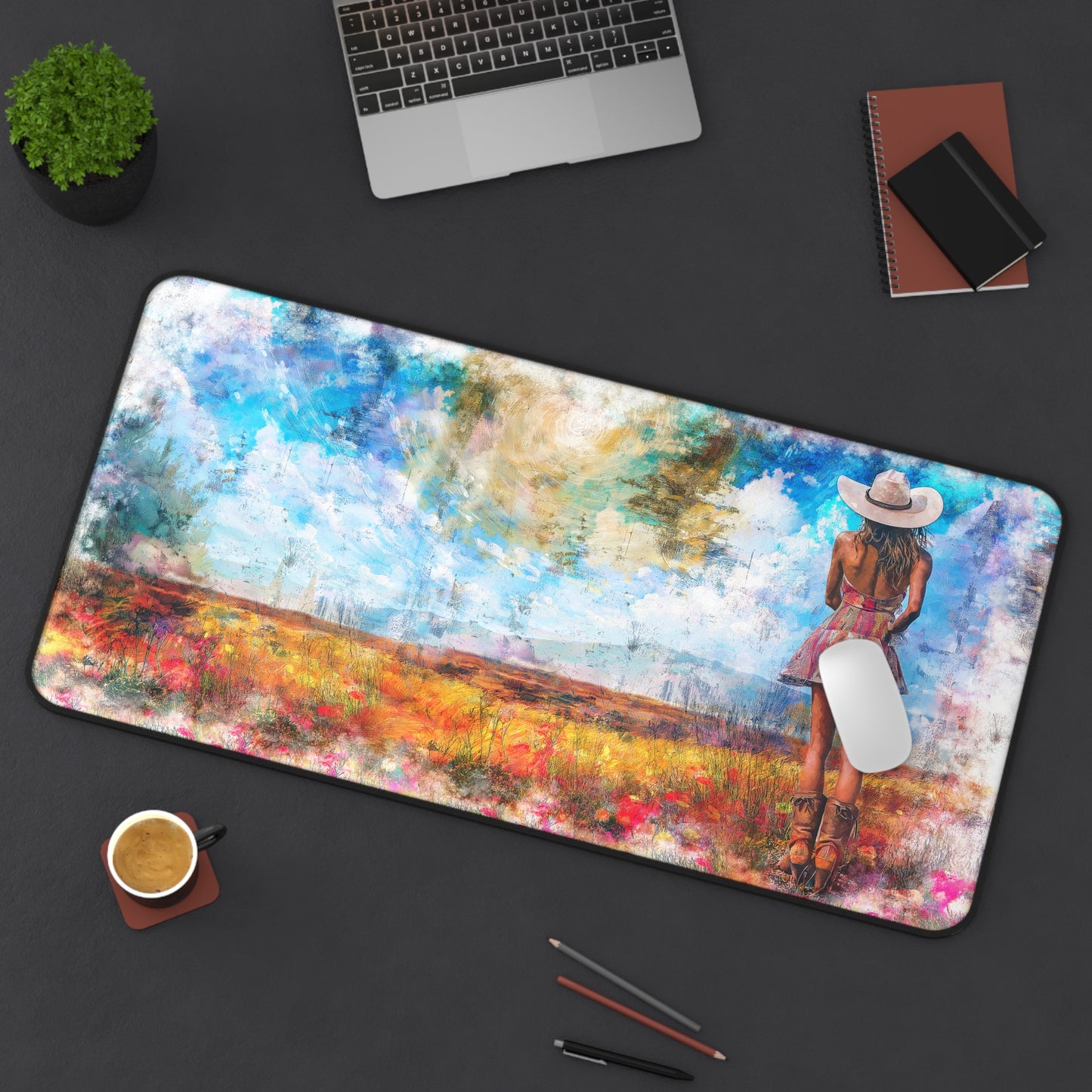 Desk Mat - Country Girl Nature Design - Gaming / Mouse Pad - Desk Decor