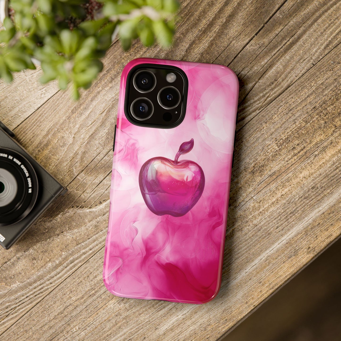 A Tough Phone Case of - A Shiny Pink Apple.