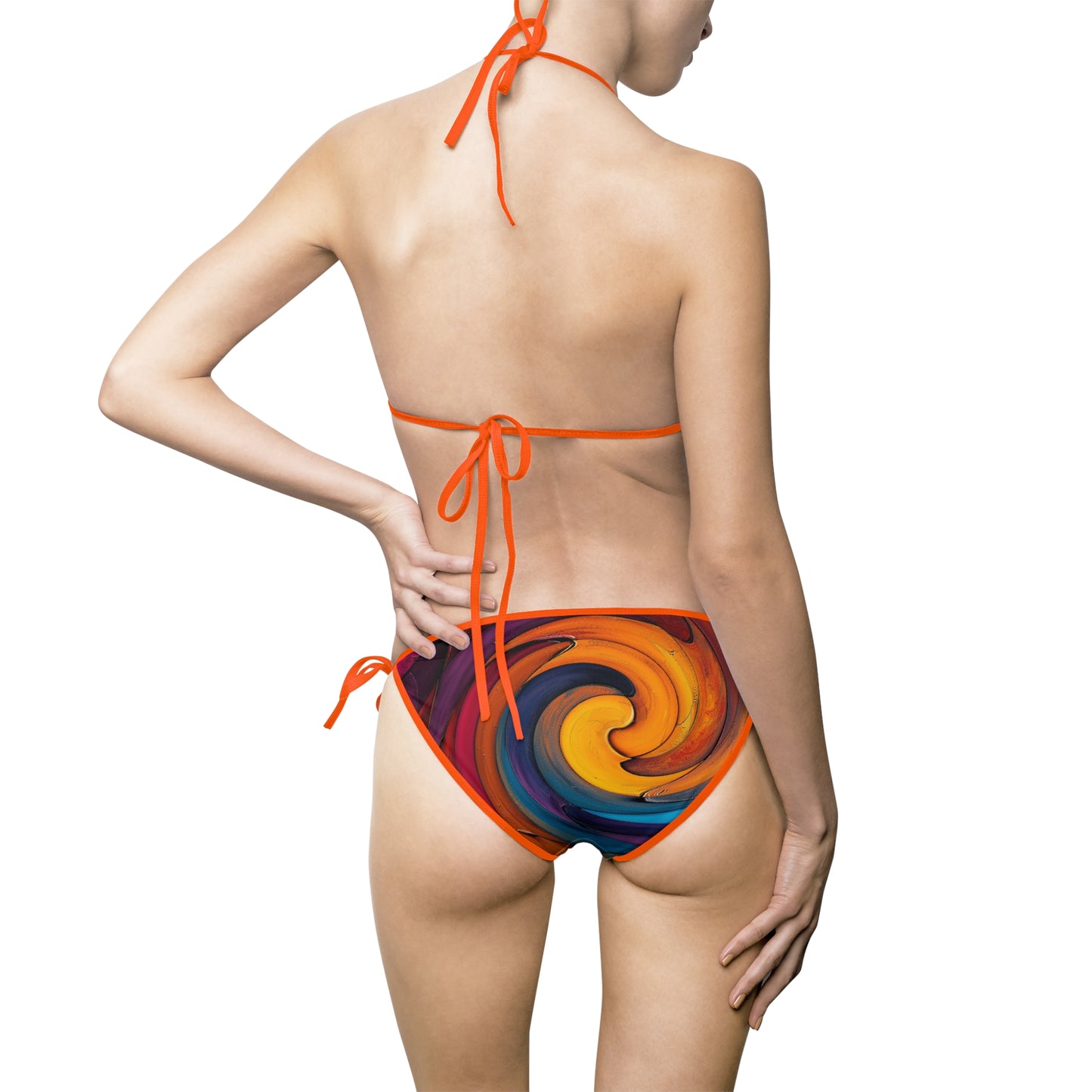 A Women's Bikini Swimsuit - Colorful Waves Design.