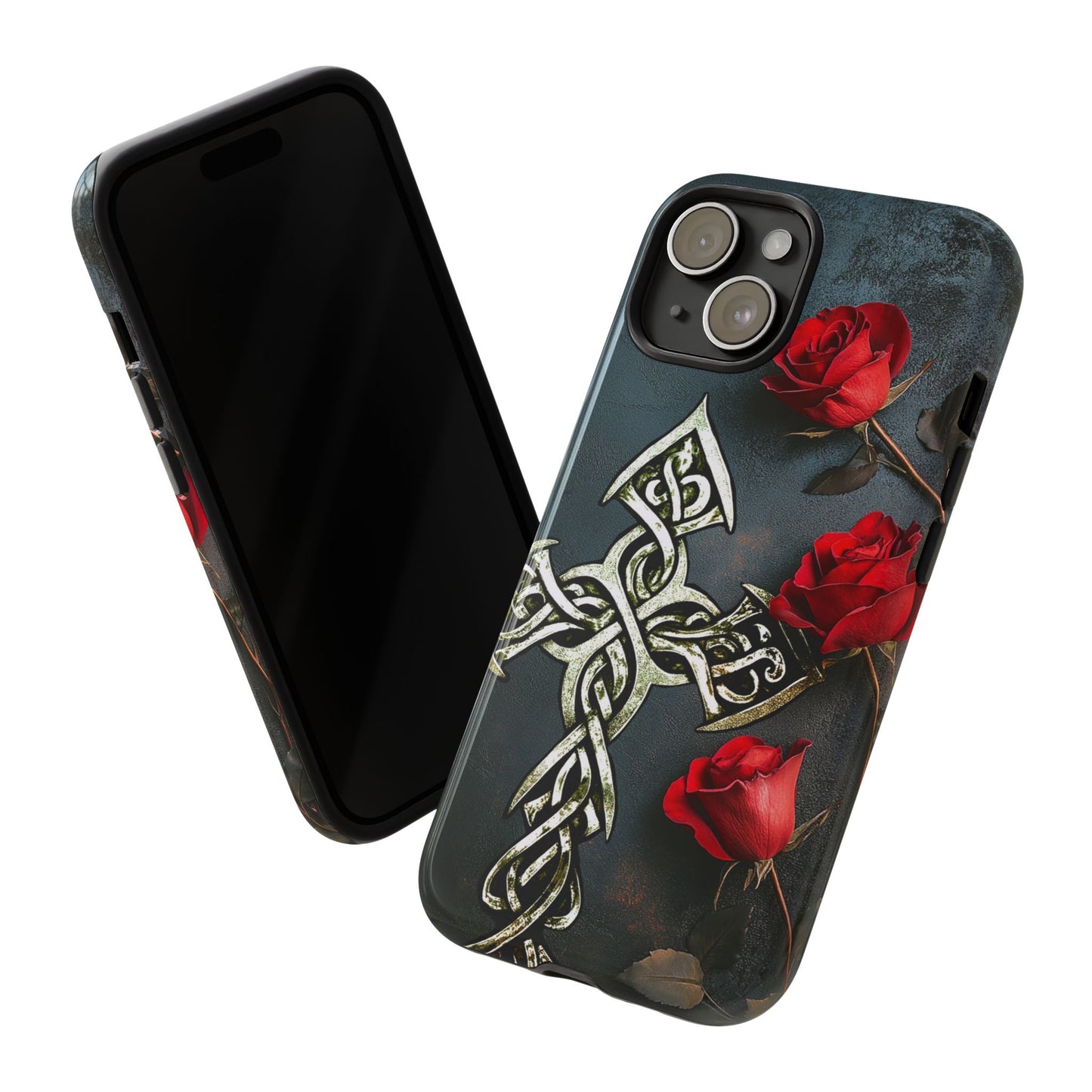 A Tough Phone Case of - A Celtic Cross Rose Design.