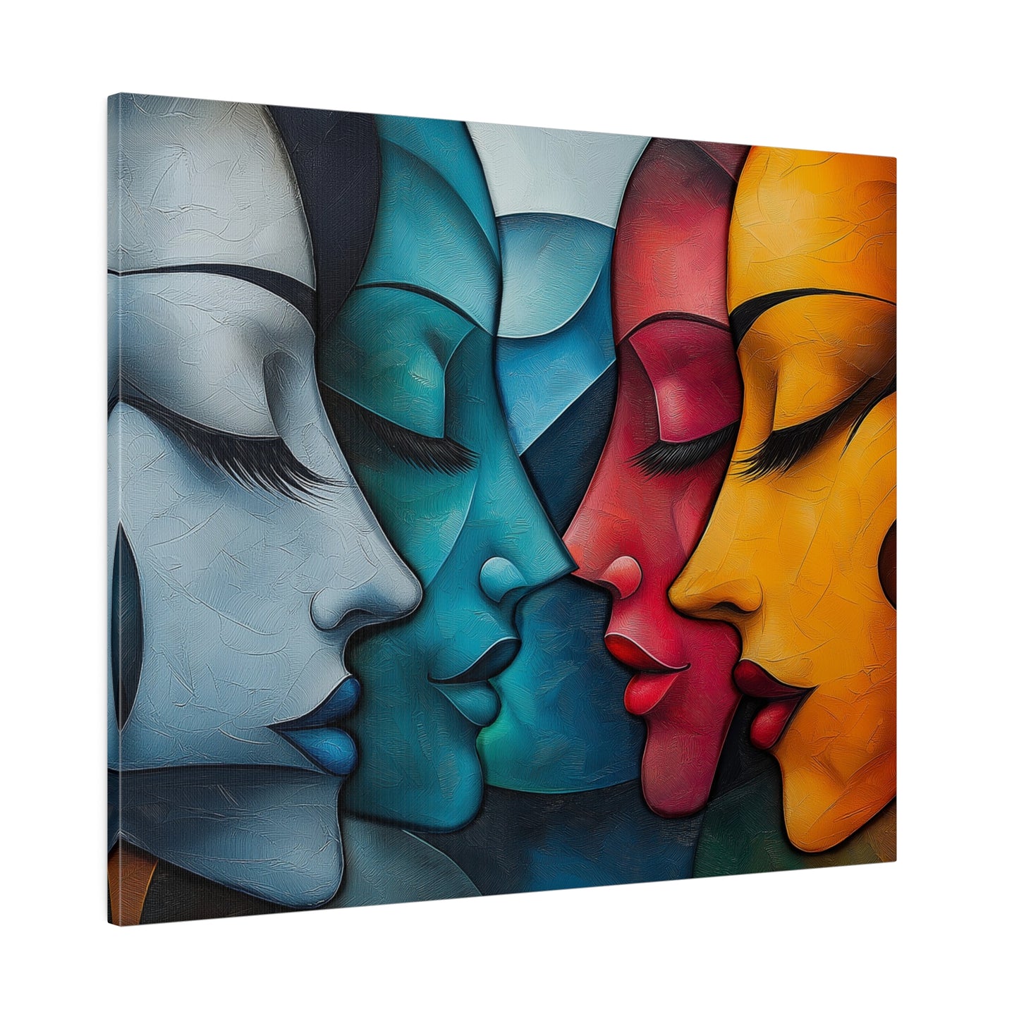 A Horizontal Canvas Print of - Cubistic Faces.