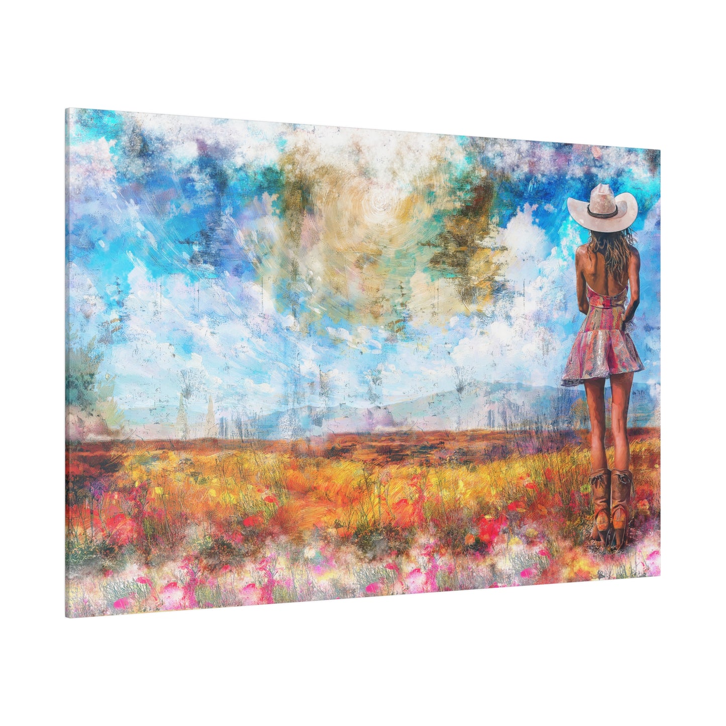 A Horizontal Canvas Art Print of - A Country Girl out in Nature.