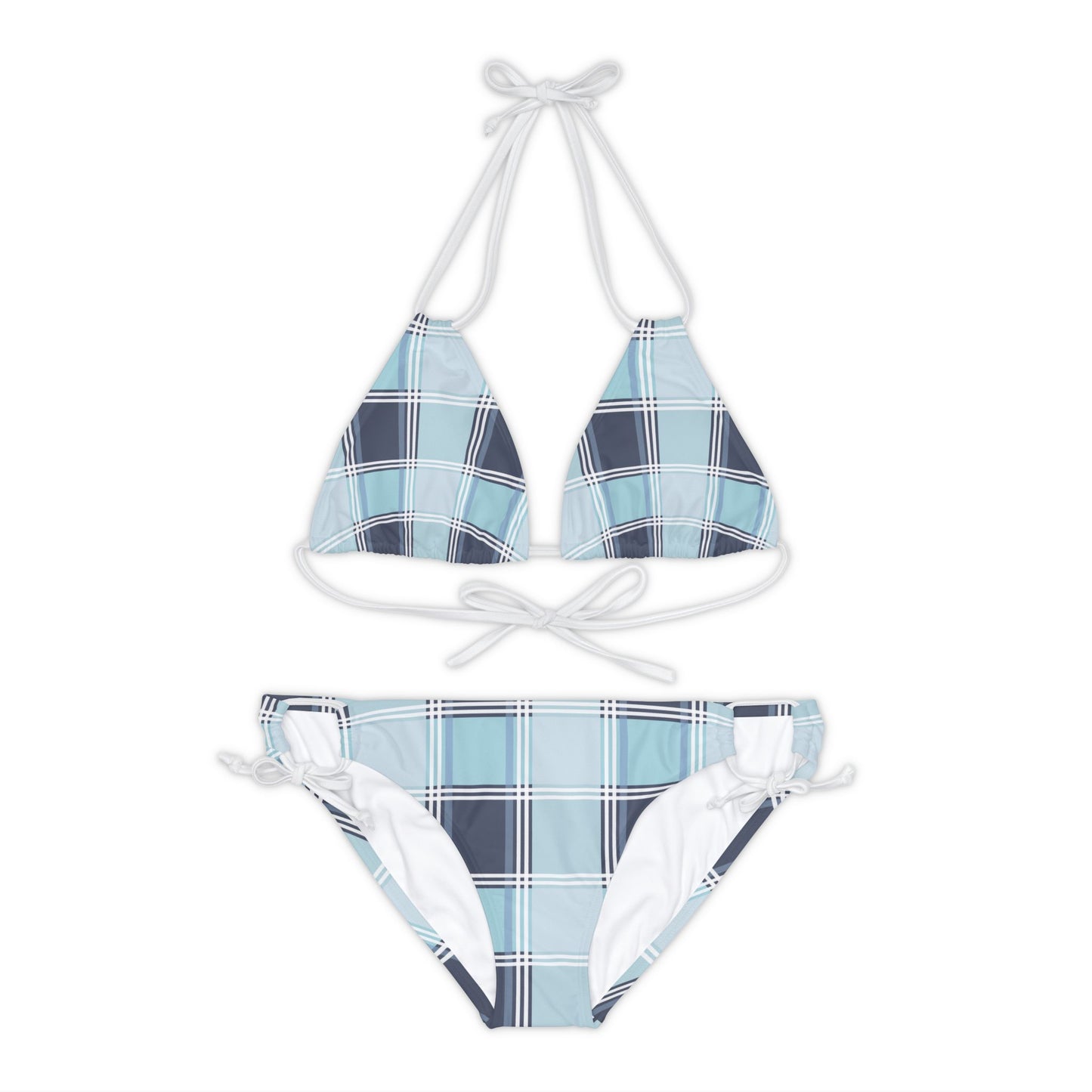 A Women's Strappy Bikini Swimsuit - Plaid Strappy Bikini Set.