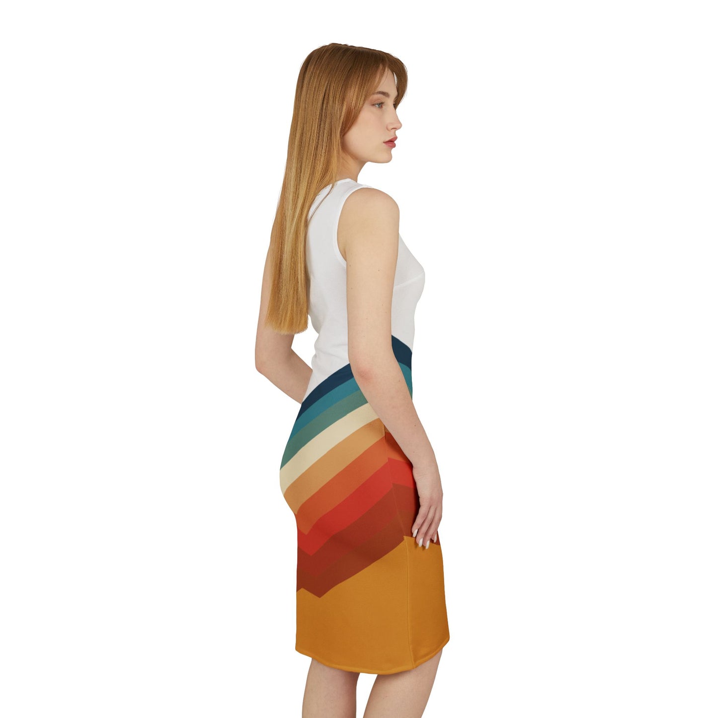 A Shoulder Dress - White / Rainbow Dress.