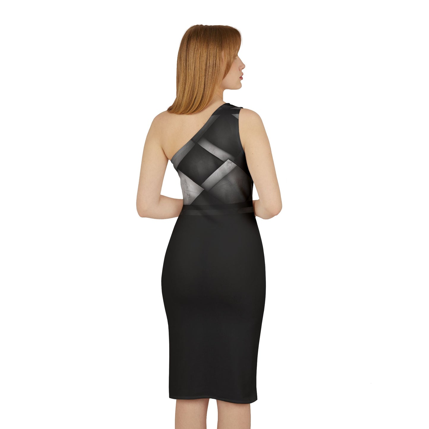 A Shoulder Dress - Black and White Square Design.