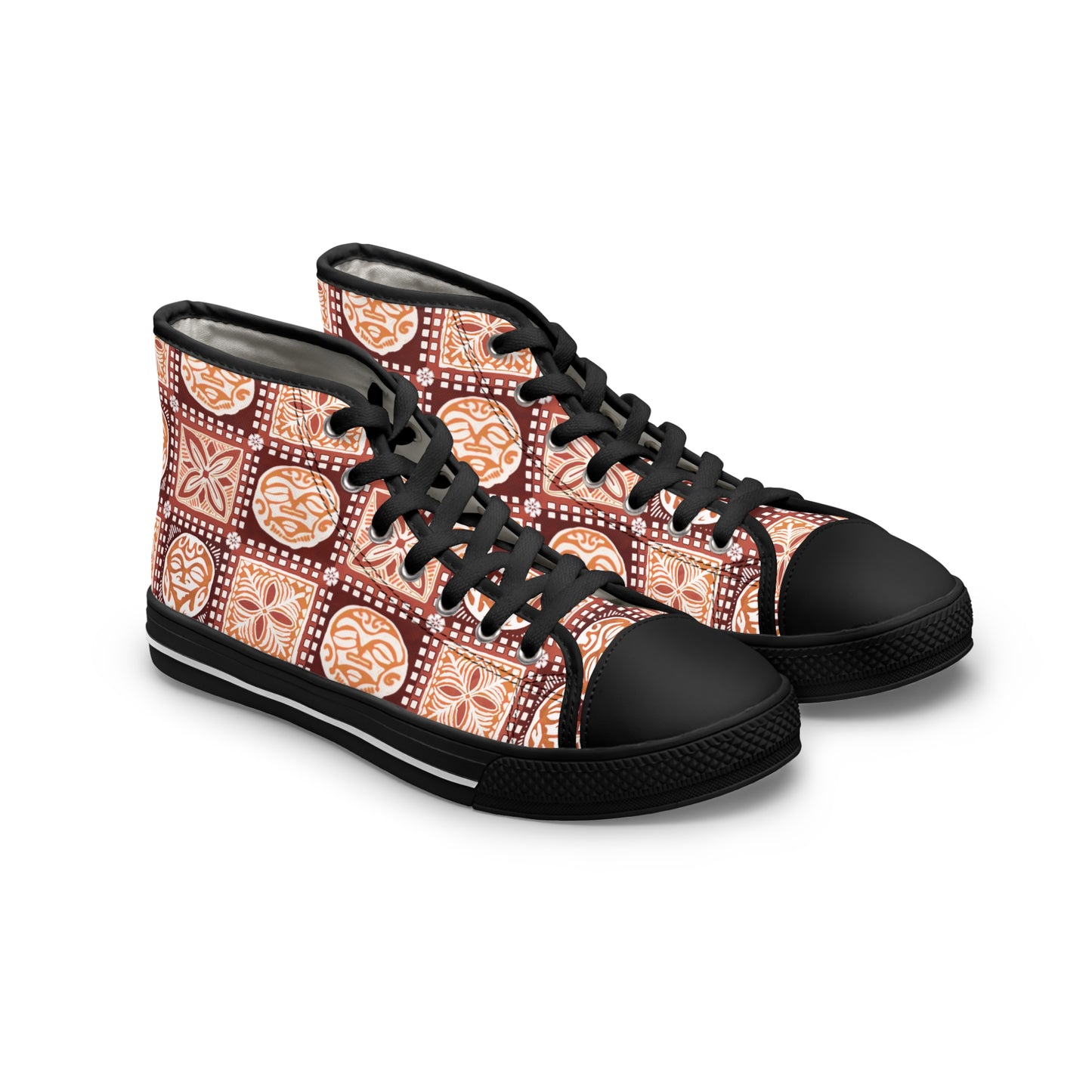Stylish Women's Polynesian Design High-Top Sneakers.