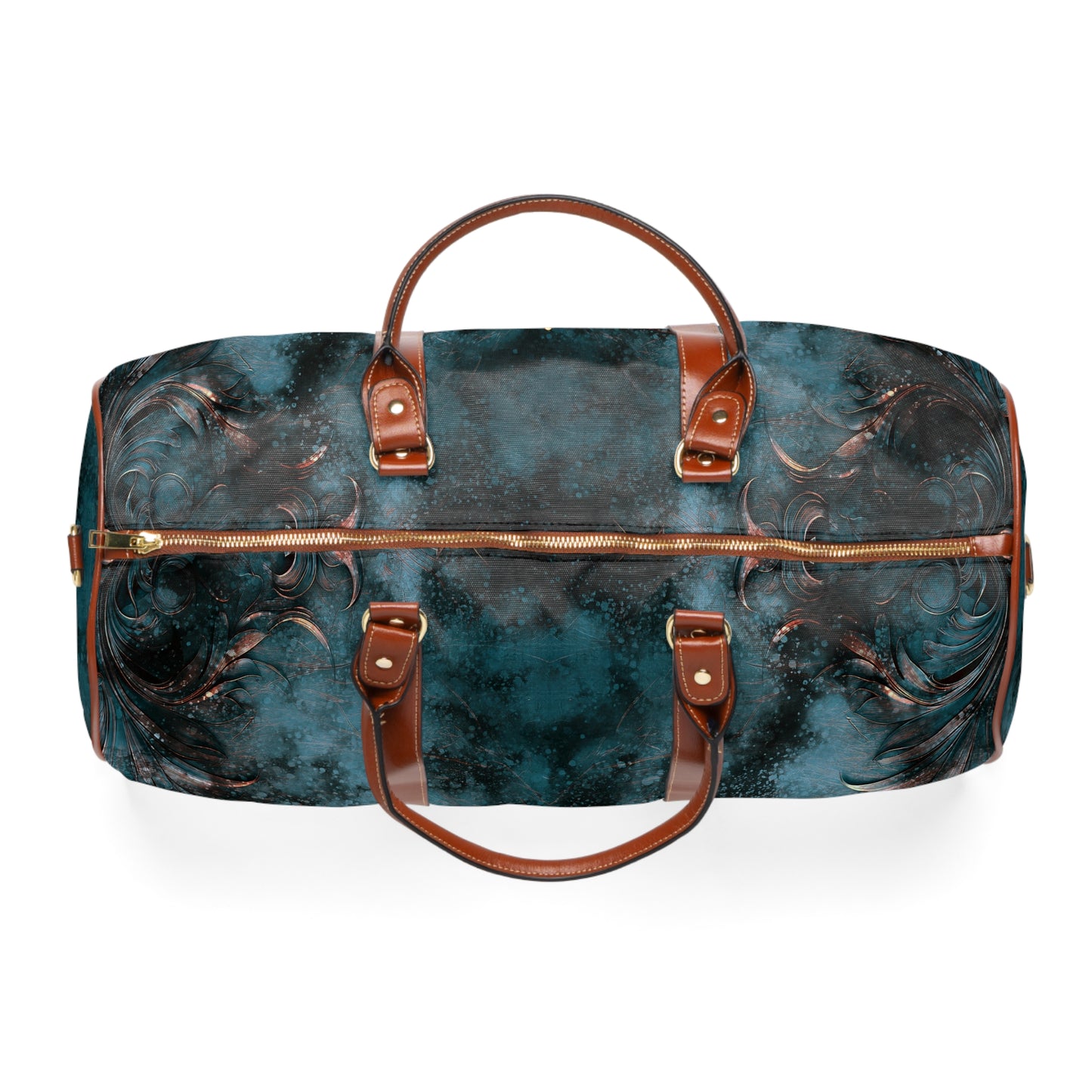 A Custom Plaid Waterproof Travel Bag - Family Crest Design.