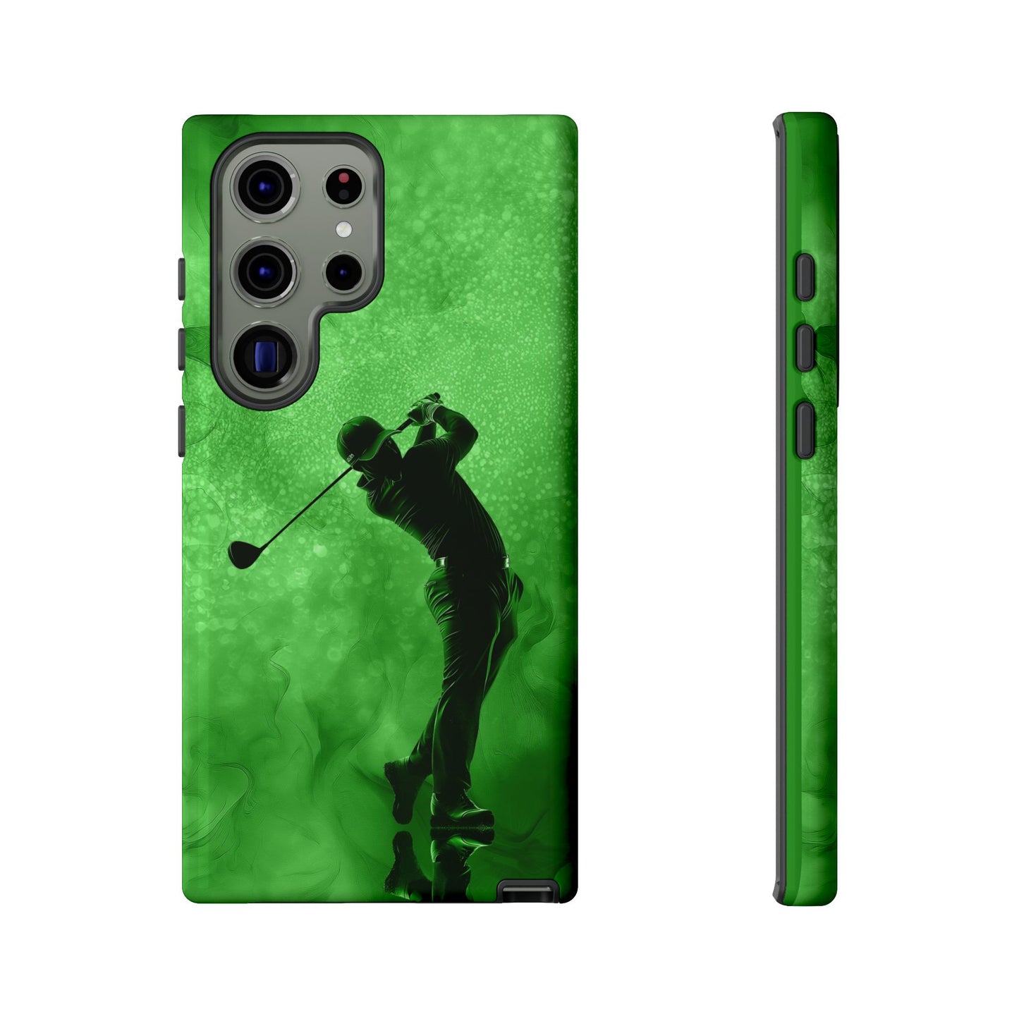 Golfer Phone Case, Tough iPhone, Google, Samsung Phone Cover with Green Golfer Design, Golf Lover Gift, Sports Phone Case.