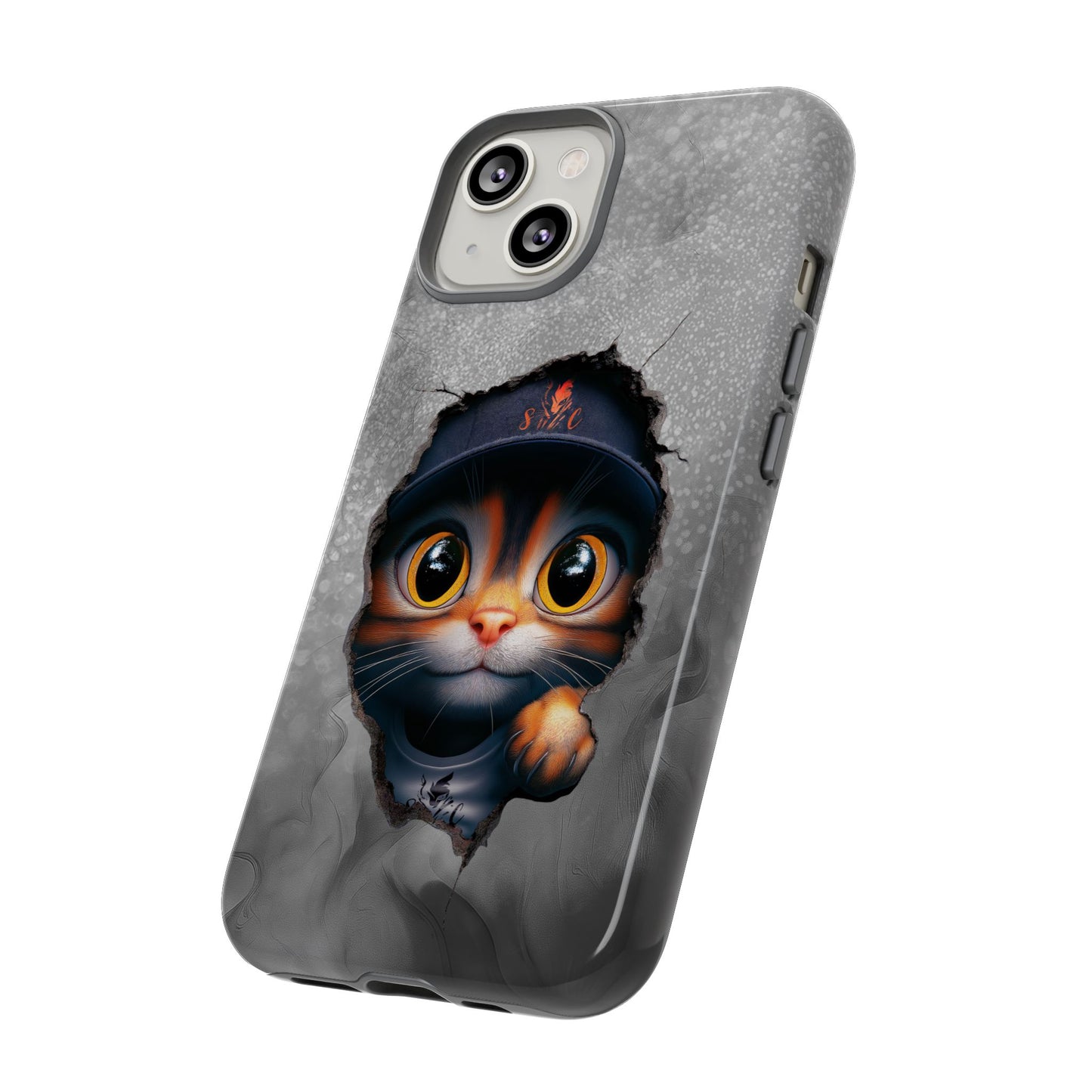 Cat Phone Case, Tough iPhone, Google, Samsung Phone Cover with a Smokey Grey Cat Design, Animal Lover Gift, Cat Phone Case.