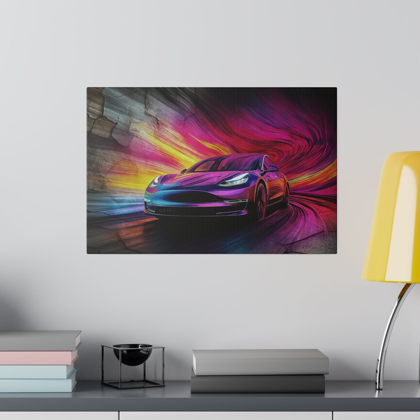 A Horizontal Canvas Print of - A Modern Car Speeding Through a Tunnel.