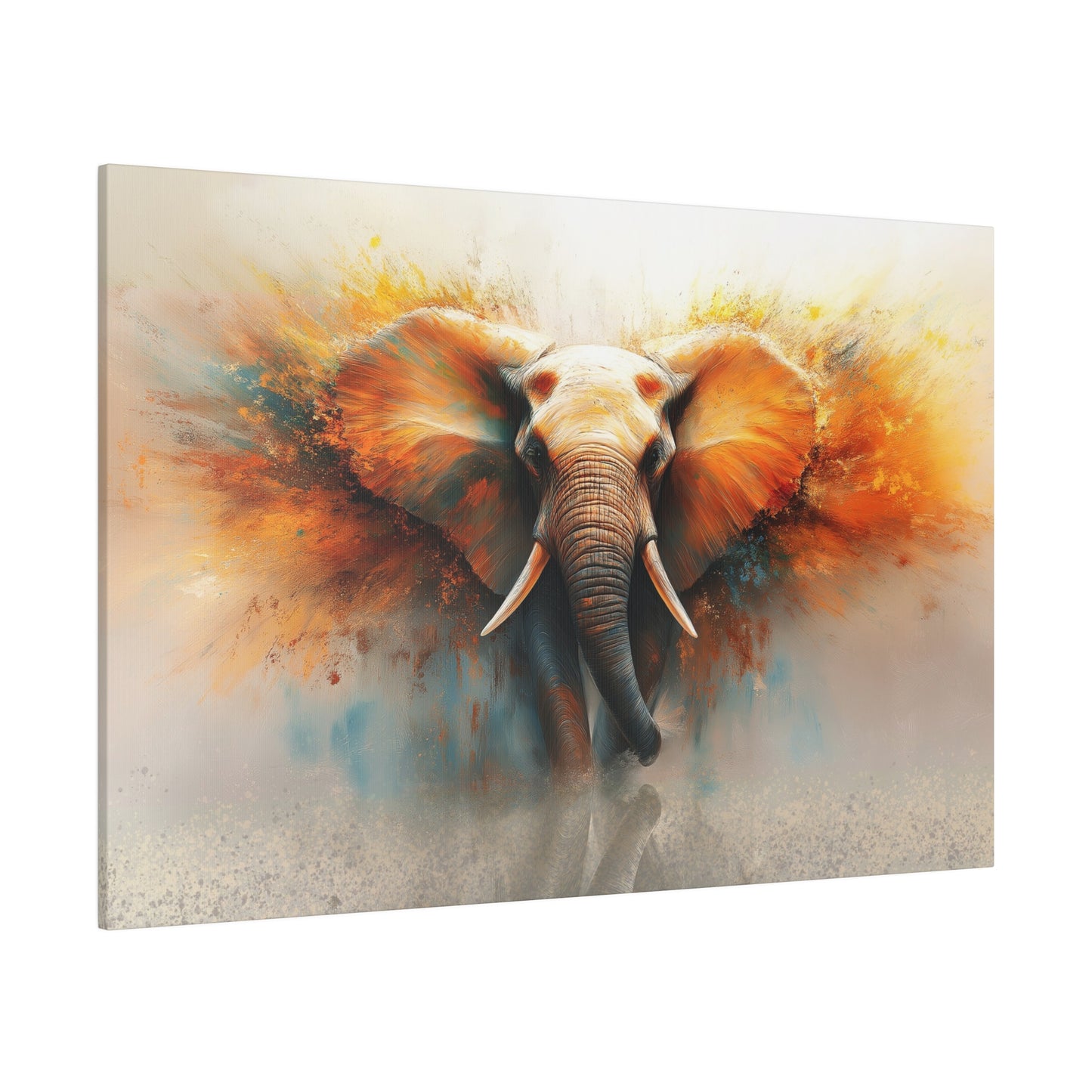 A Horizontal Canvas Print of - An Abstract Elephant Running.