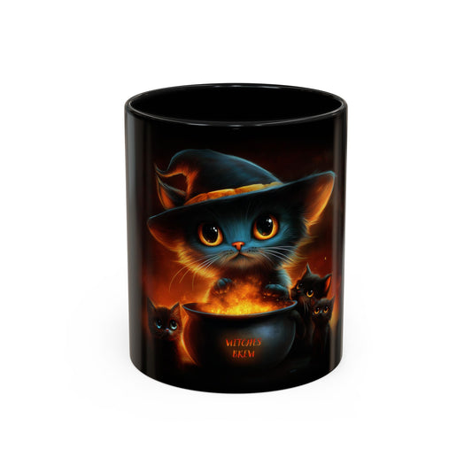 Mug - Cute Halloween Cat and Kittens Preparing the witches brew.