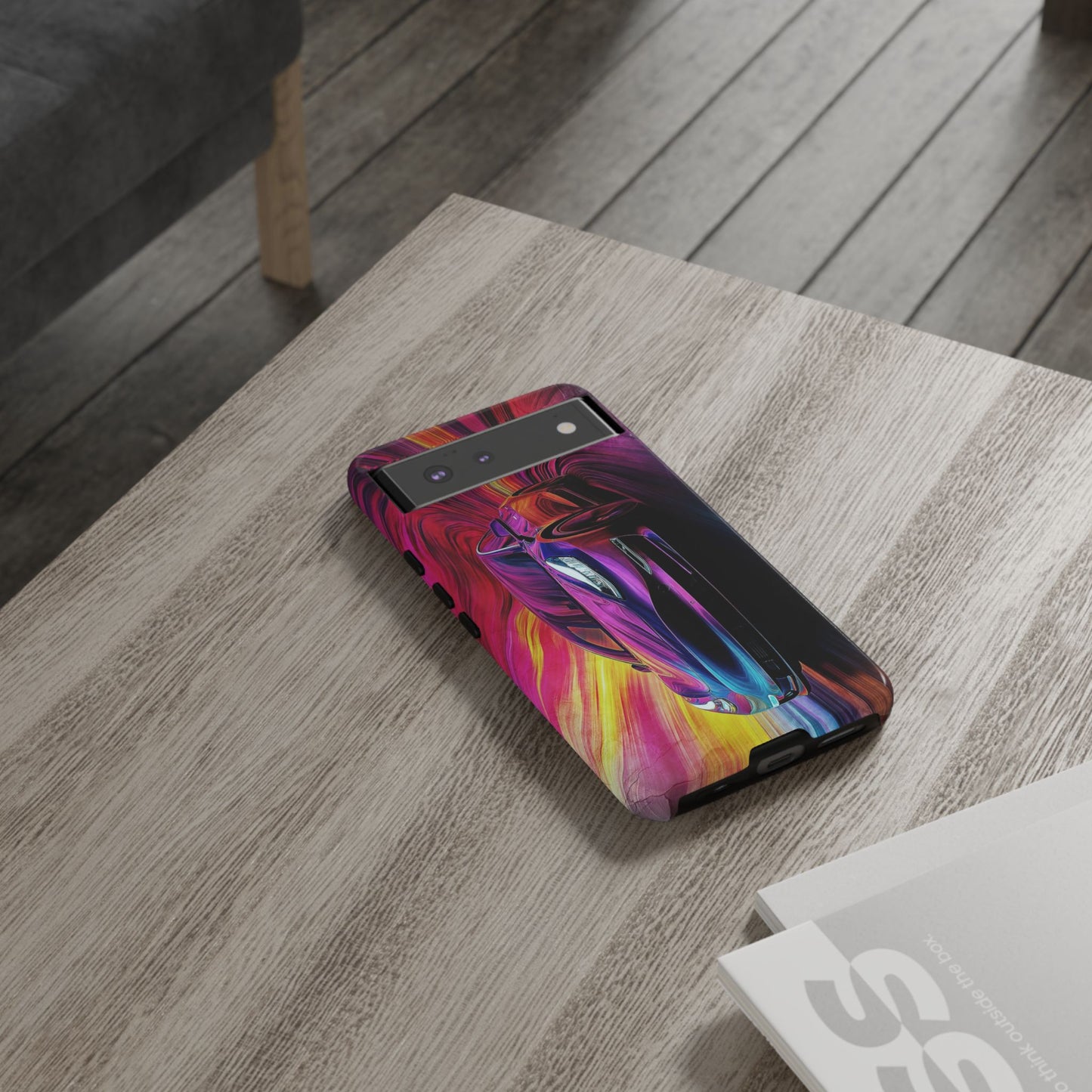 Phone Case, Colorful Car Design, Modern Tough Protective Cover, Stylish Tech Accessories, Vibrant Phone Case, Gift for Car Lovers, Unique