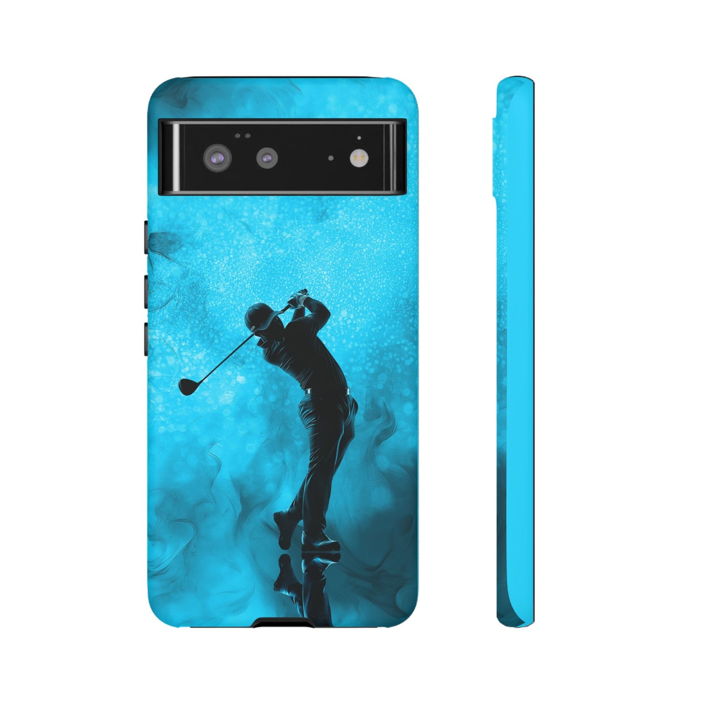 Golfer Phone Case, Tough iPhone, Google, Samsung Phone Cover with Blue Golfer Design, Golf Lover Gift, Sports Phone Case.