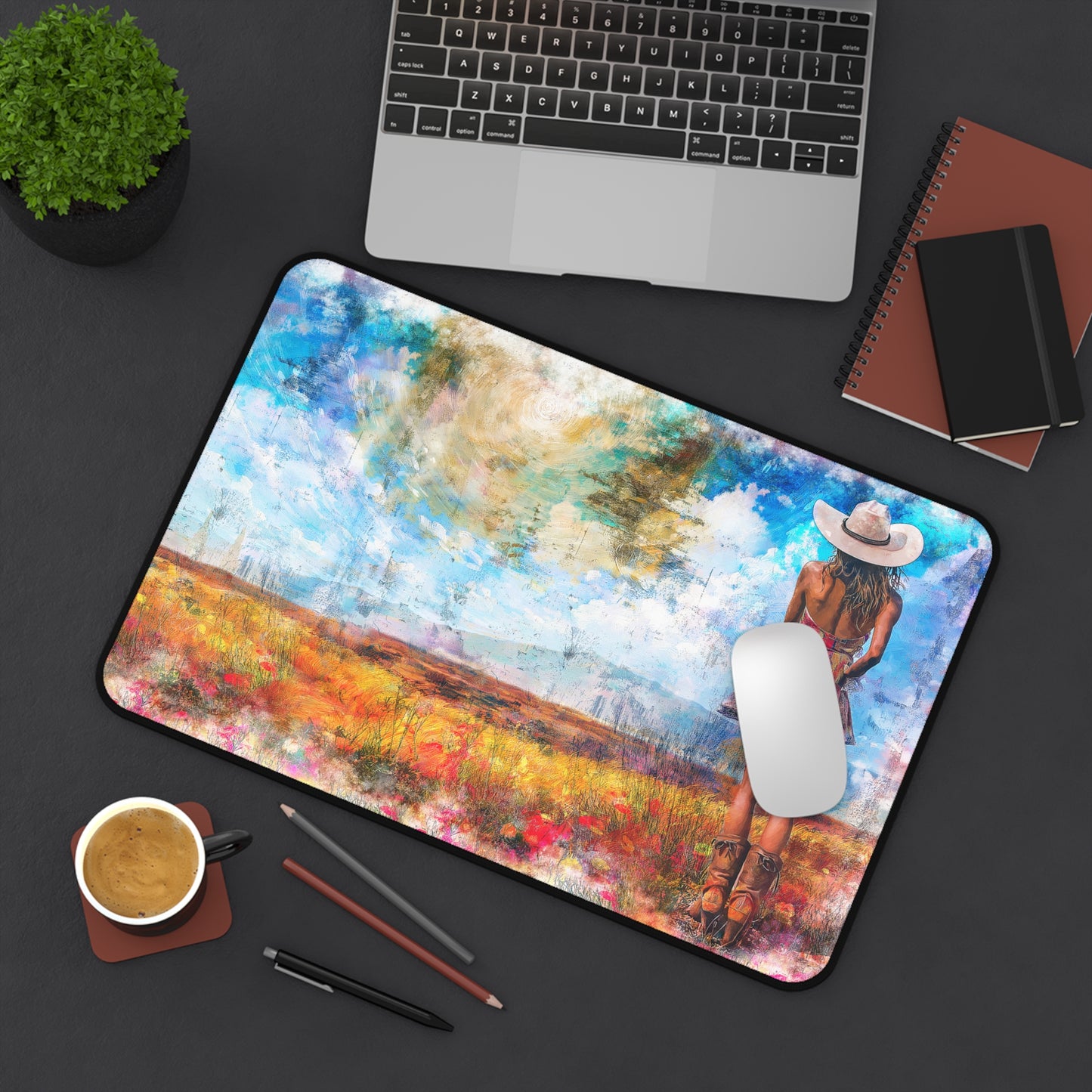 Desk Mat - Country Girl Nature Design - Gaming / Mouse Pad - Desk Decor