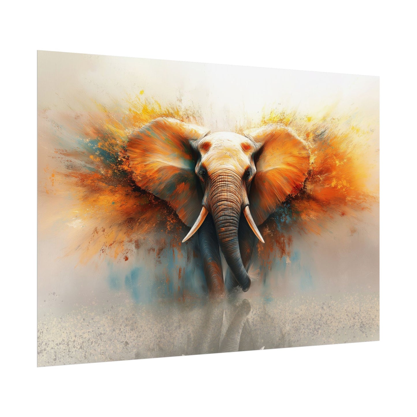 A Horizontal Poster Print of - An Abstract Elephant Running.