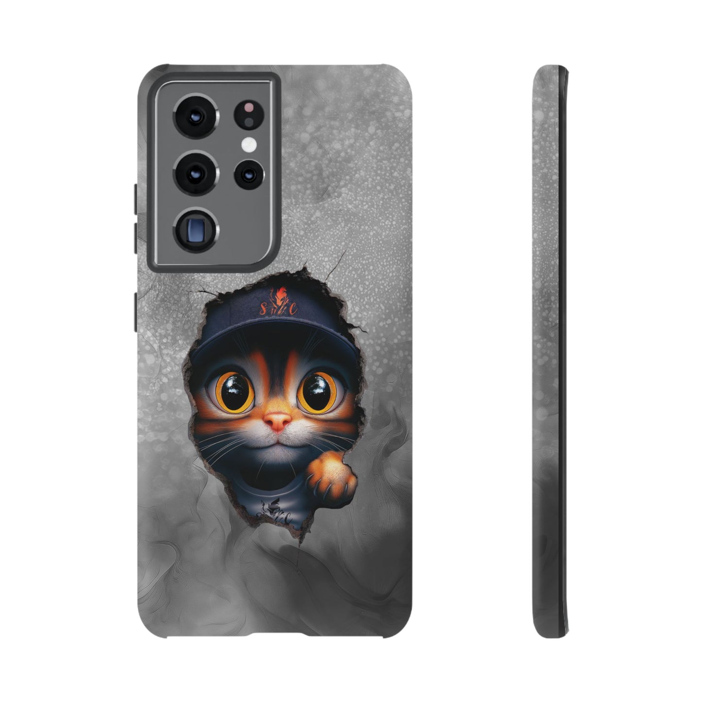 Cat Phone Case, Tough iPhone, Google, Samsung Phone Cover with a Smokey Grey Cat Design, Animal Lover Gift, Cat Phone Case.