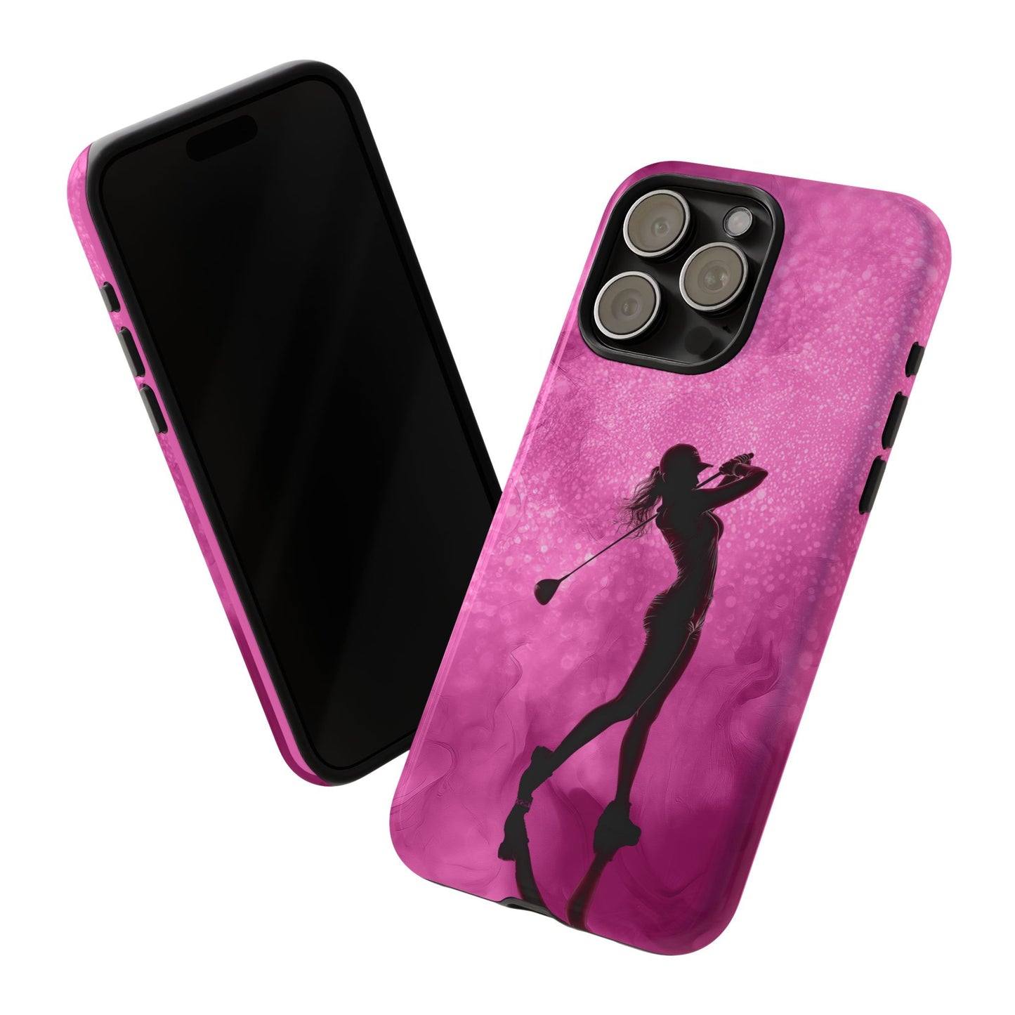 Golfer Phone Case, Tough iPhone, Google, Samsung Phone Cover with Pink Golfer Design, Golf Lover Gift, Sports Phone Case.