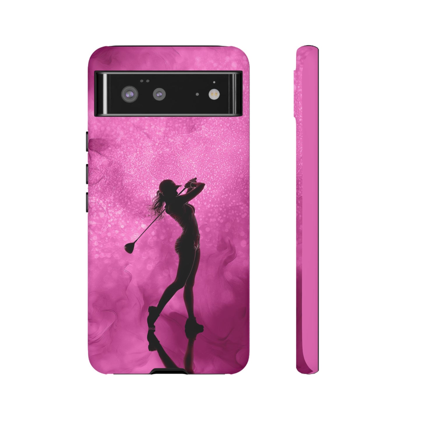 Golfer Phone Case, Tough iPhone, Google, Samsung Phone Cover with Pink Golfer Design, Golf Lover Gift, Sports Phone Case.