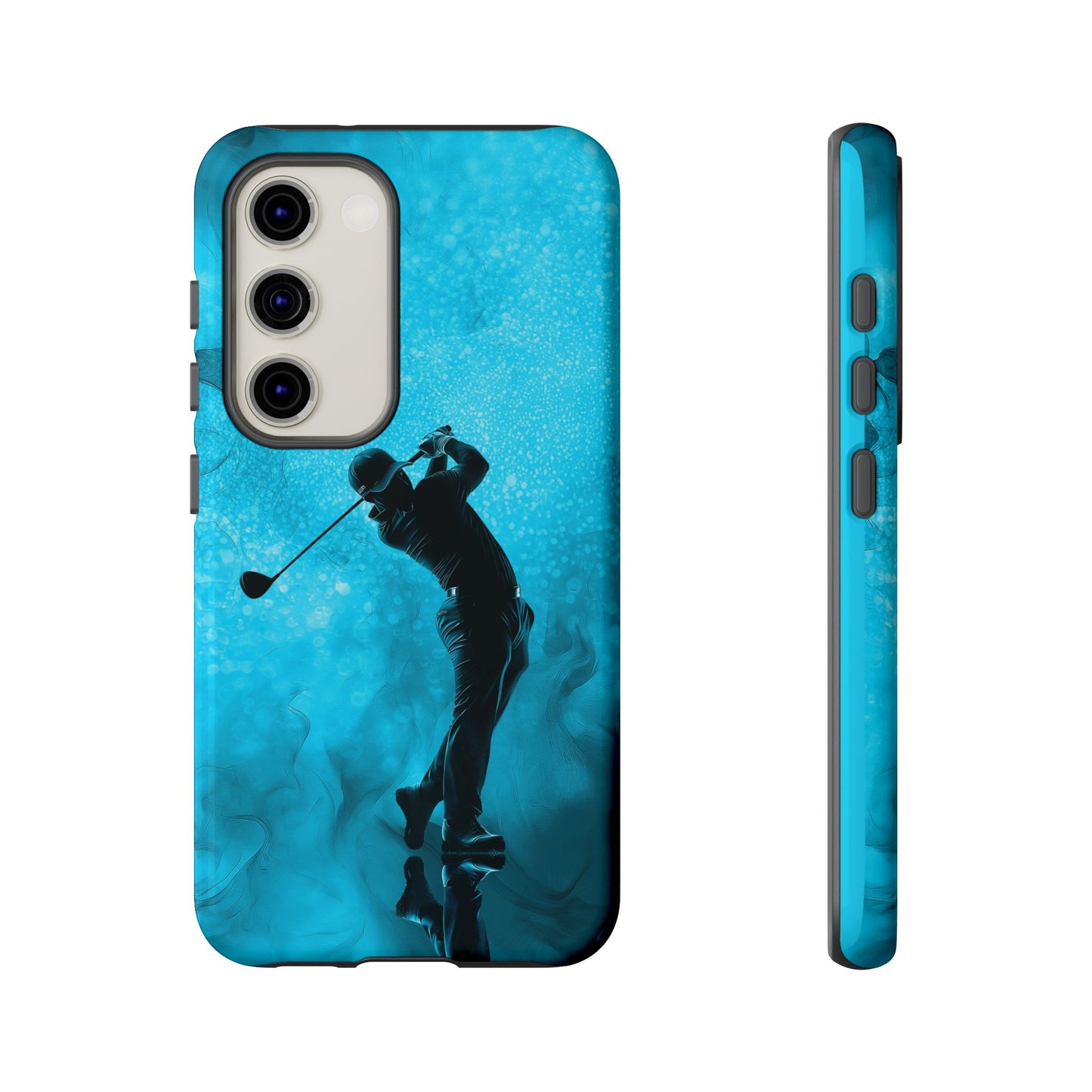 Golfer Phone Case, Tough iPhone, Google, Samsung Phone Cover with Blue Golfer Design, Golf Lover Gift, Sports Phone Case.