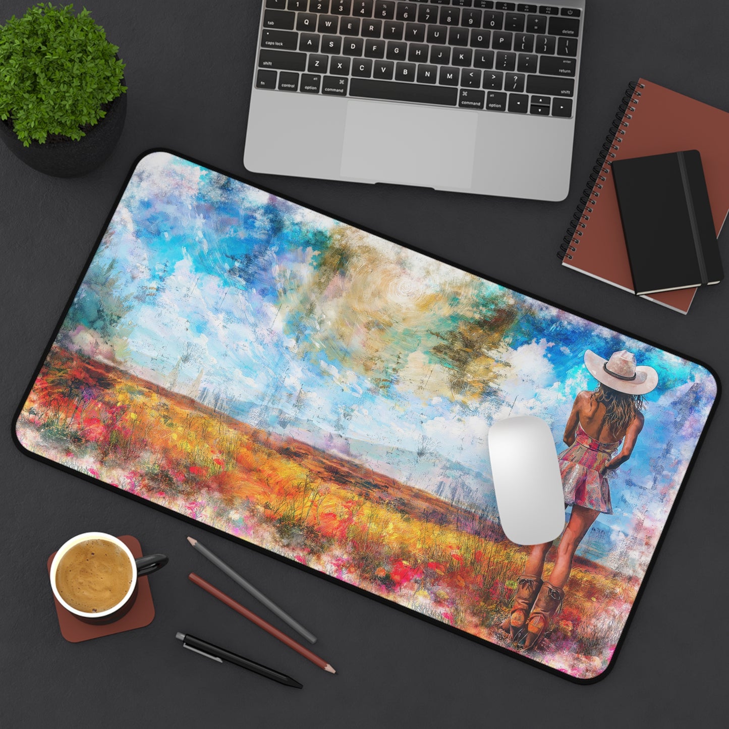 Desk Mat - Country Girl Nature Design - Gaming / Mouse Pad - Desk Decor