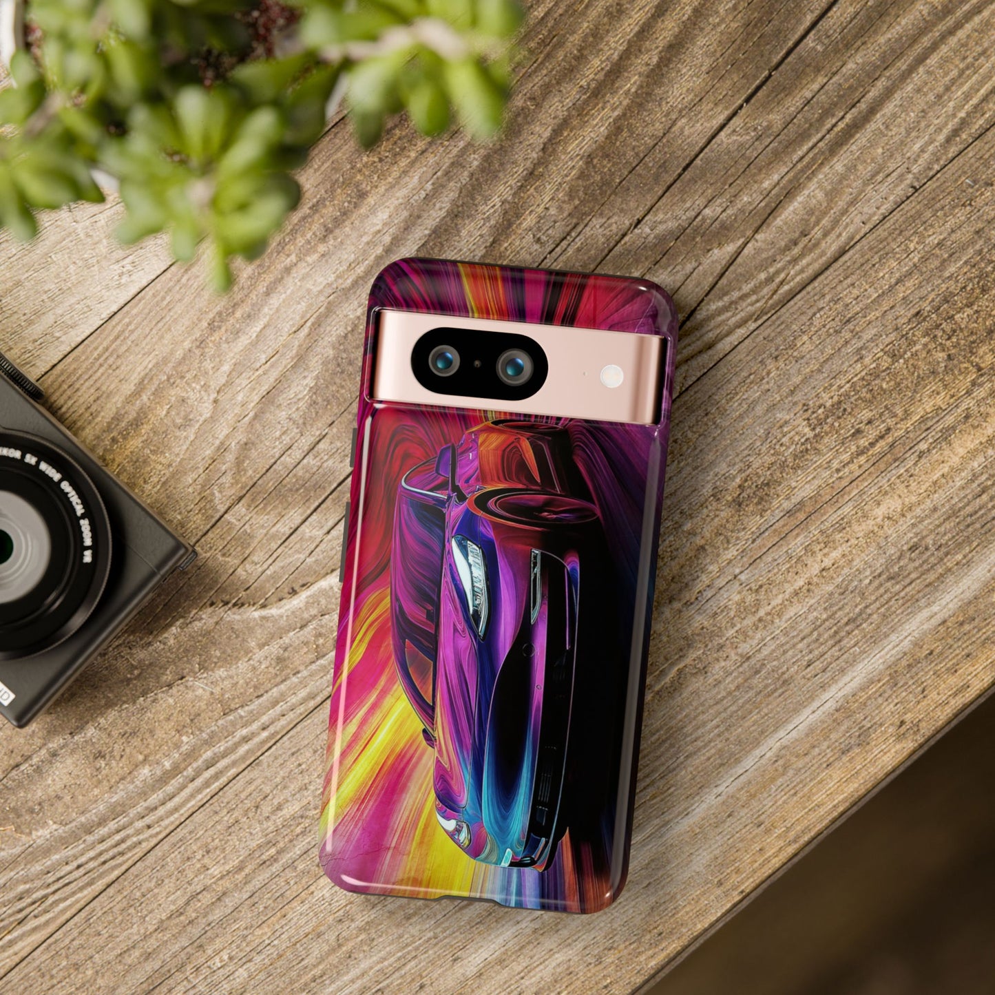 Phone Case, Colorful Car Design, Modern Tough Protective Cover, Stylish Tech Accessories, Vibrant Phone Case, Gift for Car Lovers, Unique