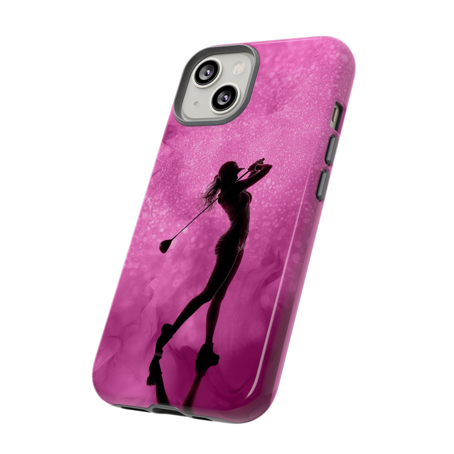 Golfer Phone Case, Tough iPhone, Google, Samsung Phone Cover with Pink Golfer Design, Golf Lover Gift, Sports Phone Case.