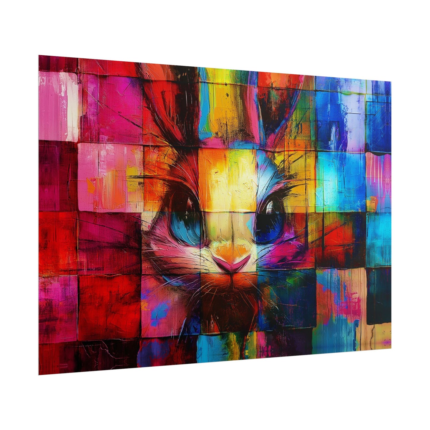 A Horizontal Poster Print of - An Abstract Bunny Painting.