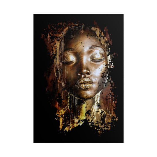 A Vertical Poster Print of - A Golden Lady