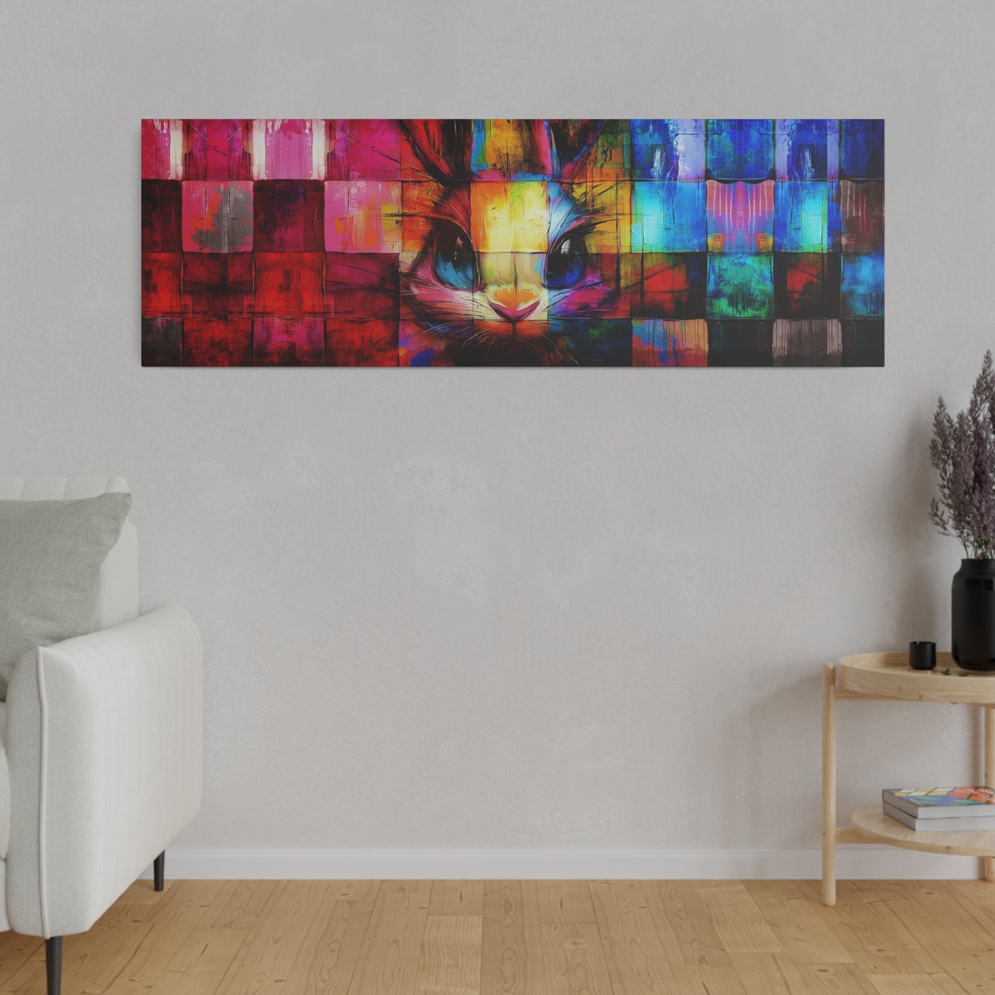 A Horizontal Canvas Print of - An Abstract Bunny Painting.